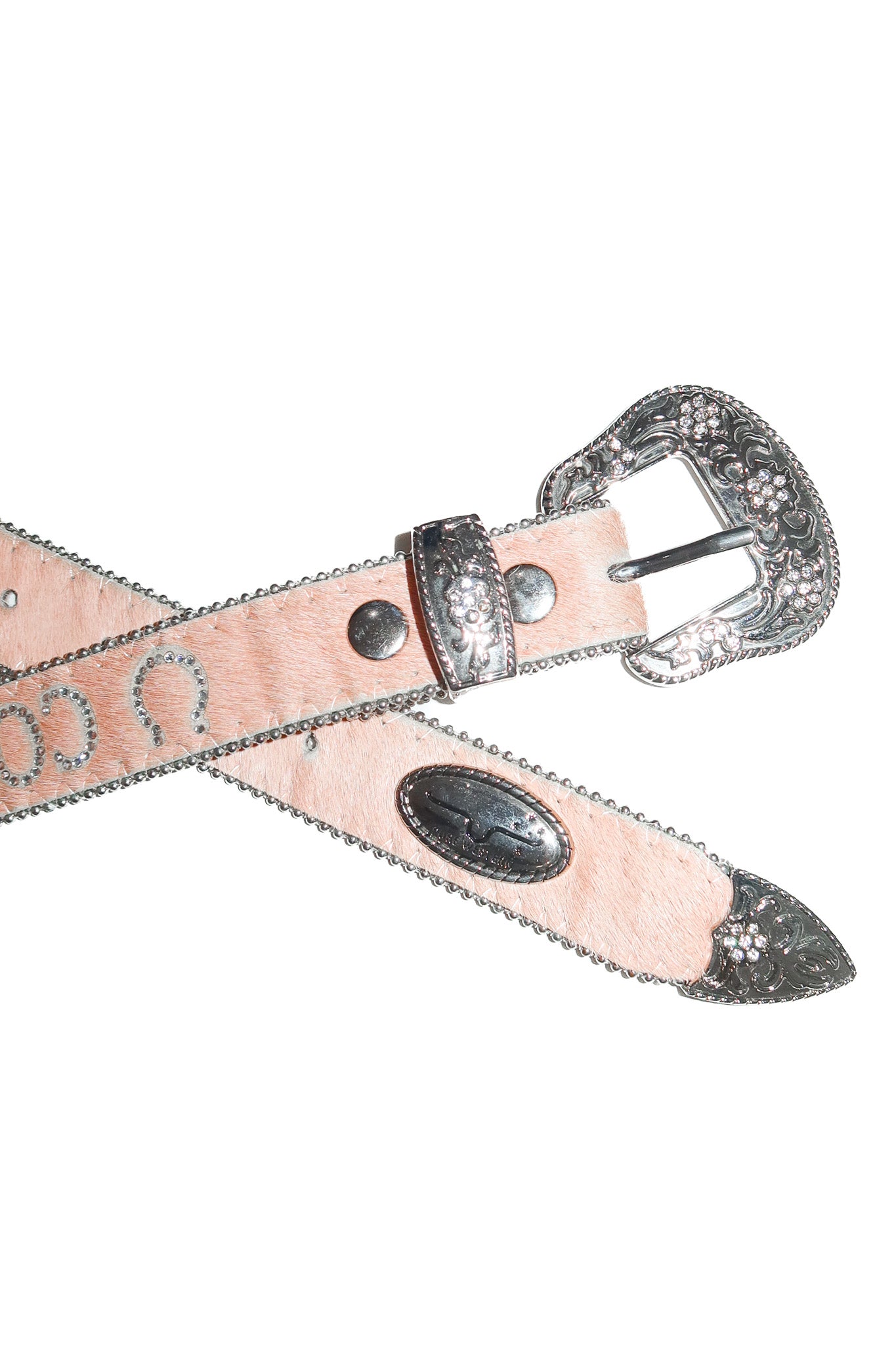 2000’s pure western ‘cowgirls’ pony hair leather diamante belt pink.