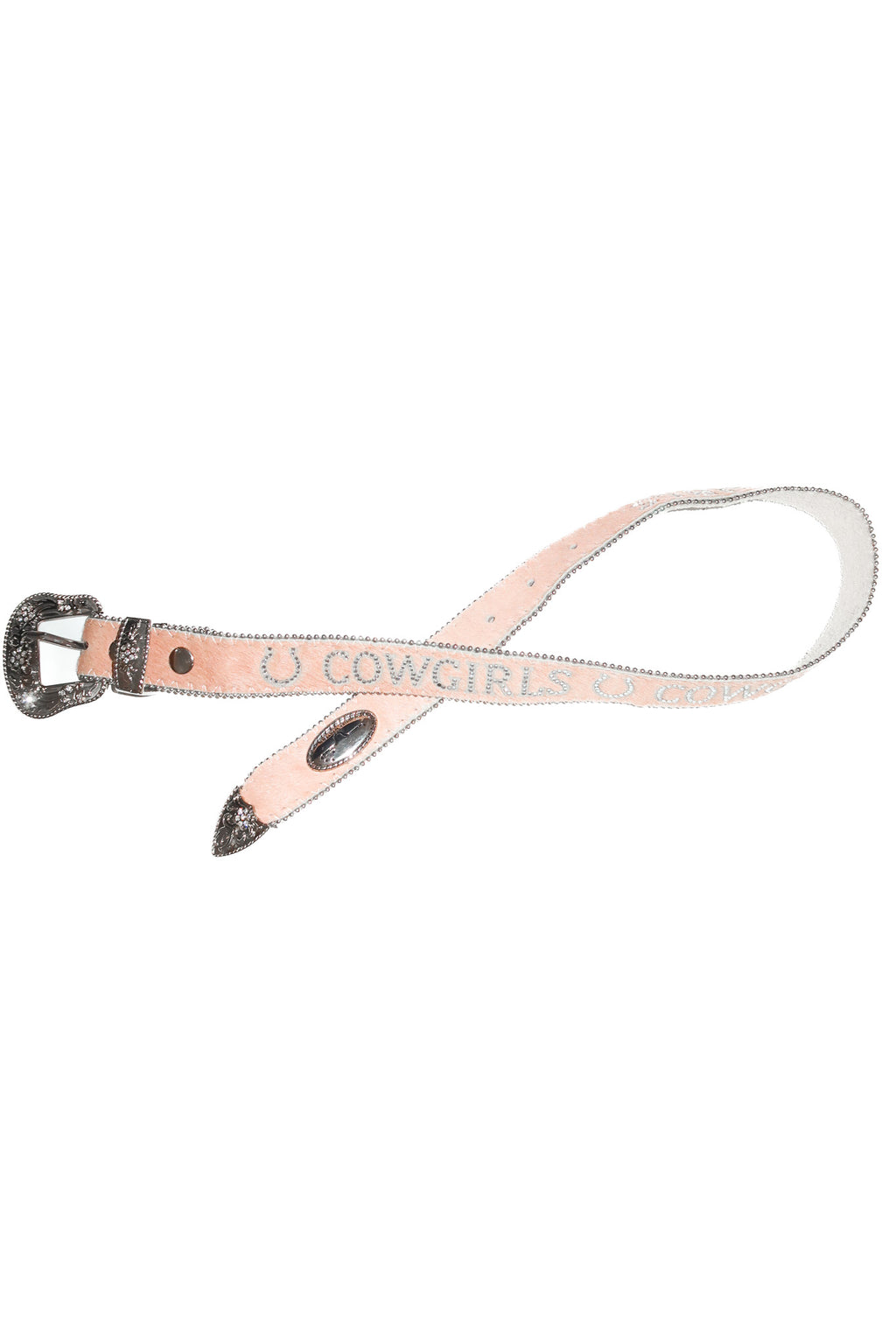 2000’s pure western ‘cowgirls’ pony hair leather diamante belt pink.