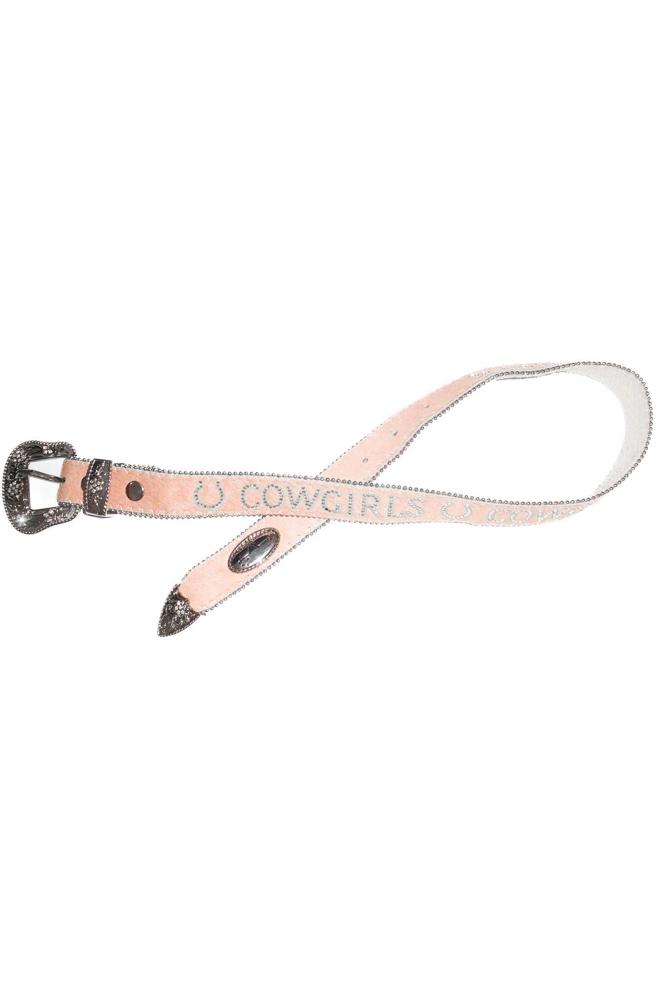 2000’s pure western ‘cowgirls’ pony hair leather diamante belt pink.