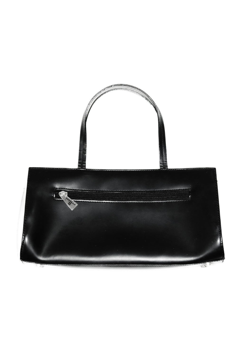 cellini leather top handle bag black/cream.