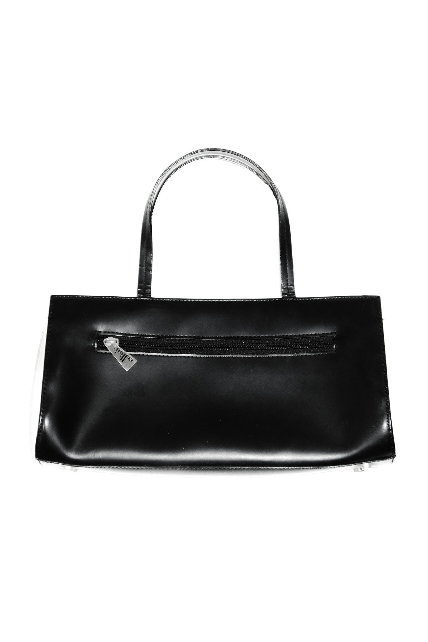 cellini leather top handle bag black/cream.