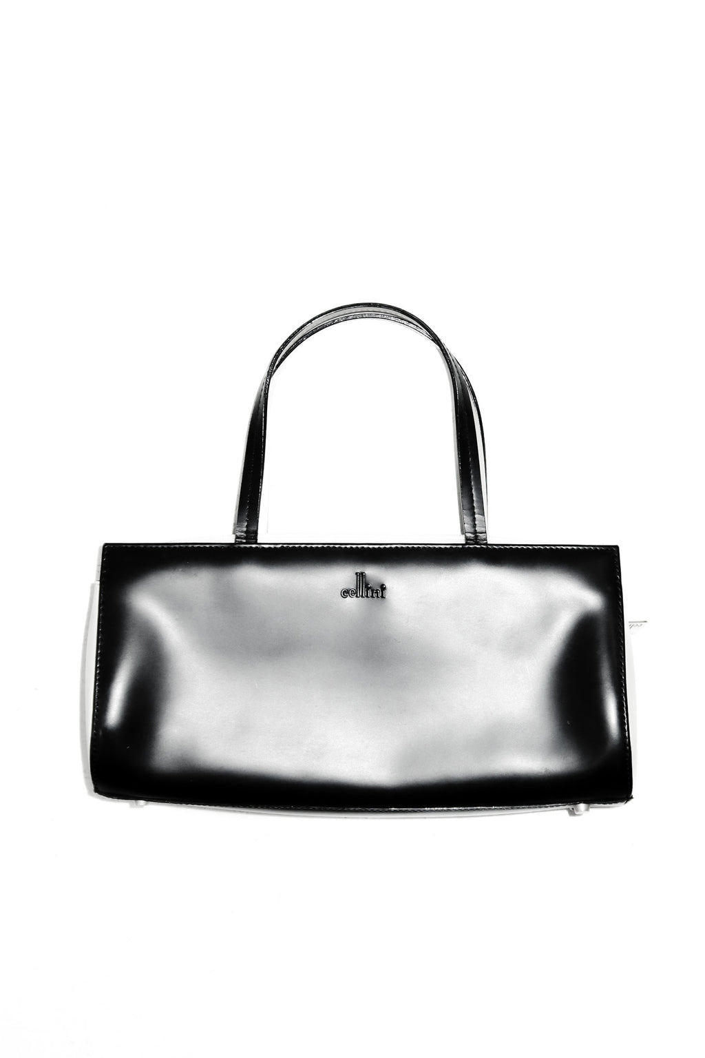 cellini leather top handle bag black/cream.