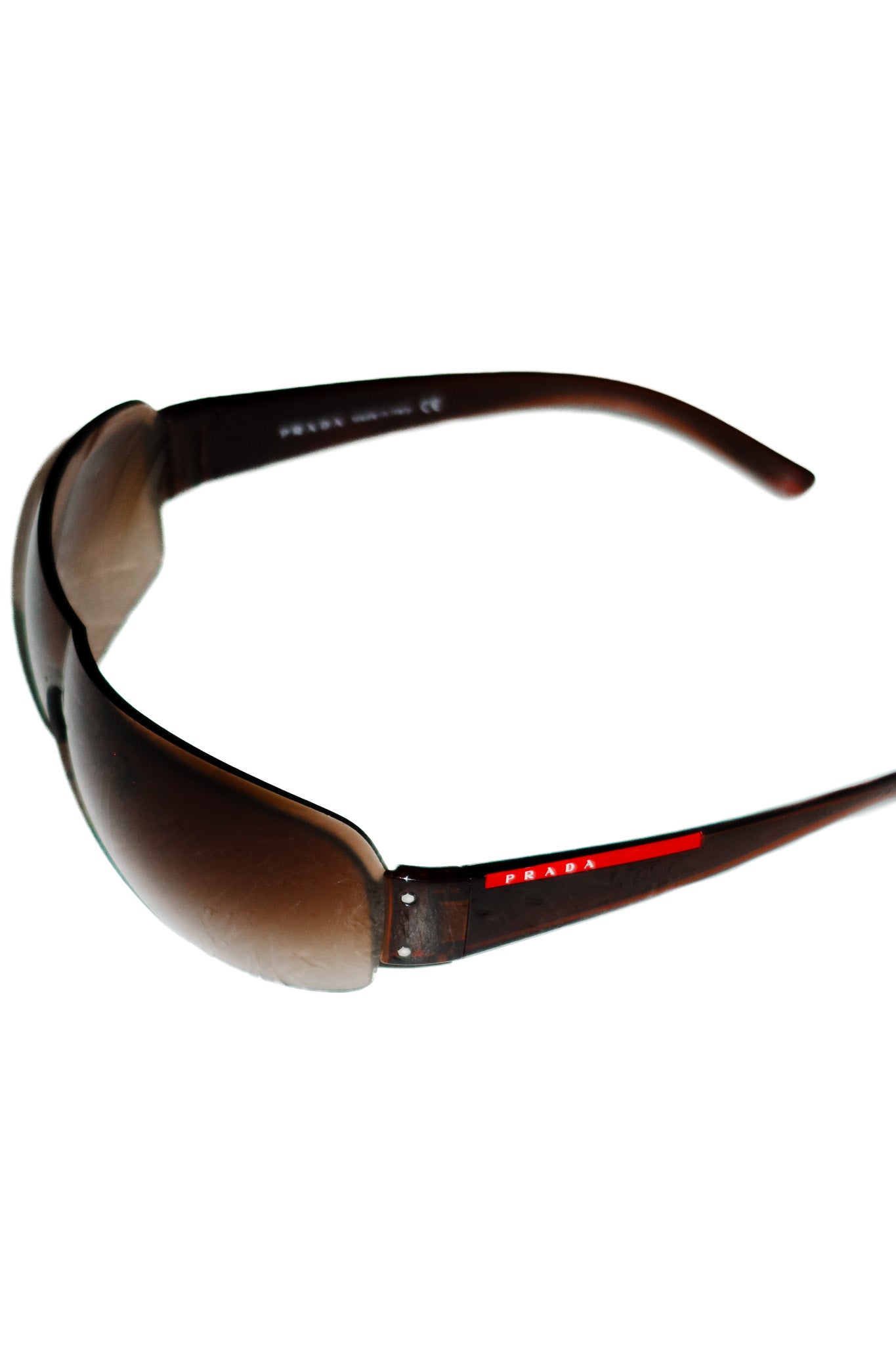 prada linea rossa rimless sunglasses brown.