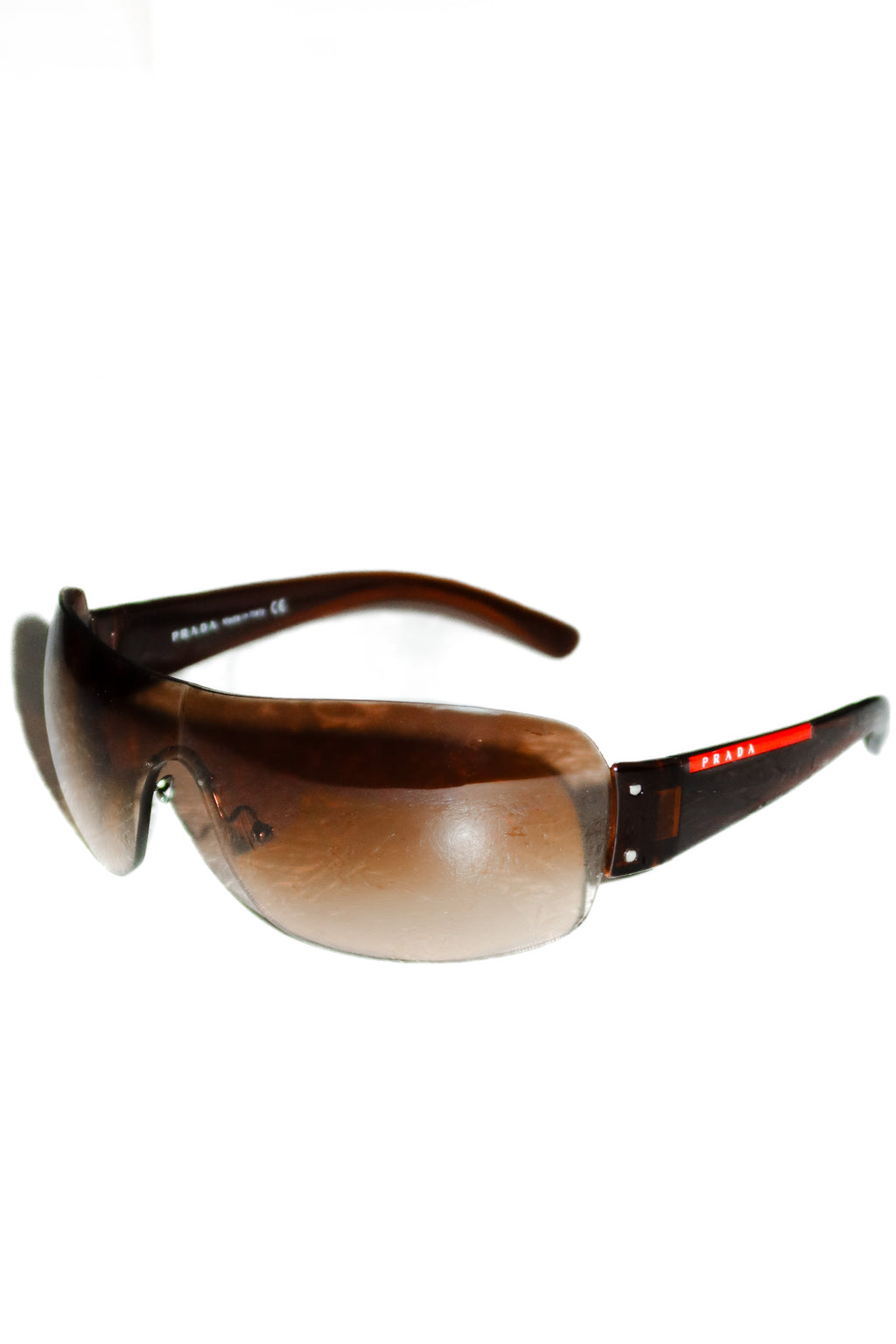 prada linea rossa rimless sunglasses brown.