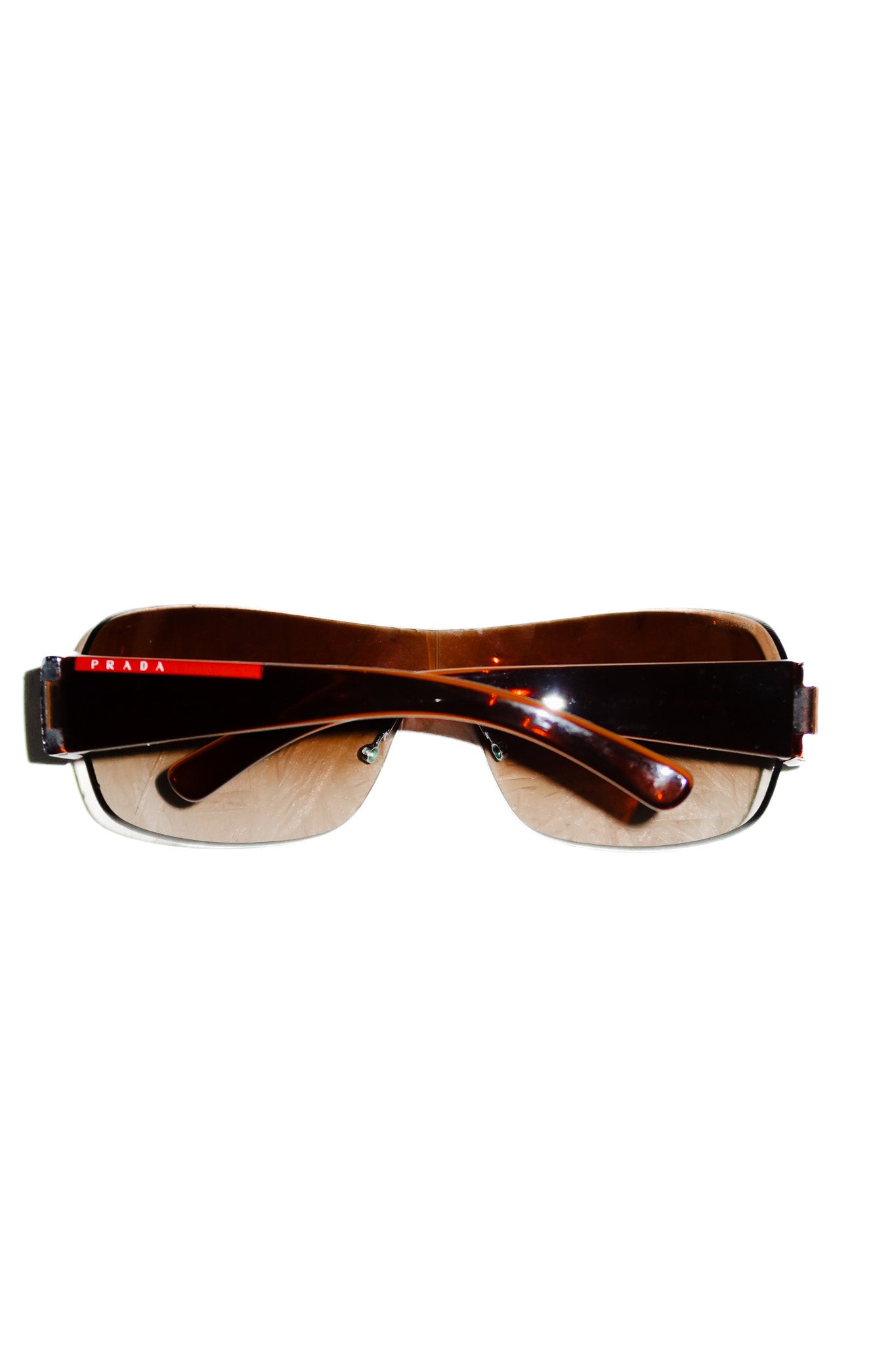 prada linea rossa rimless sunglasses brown.