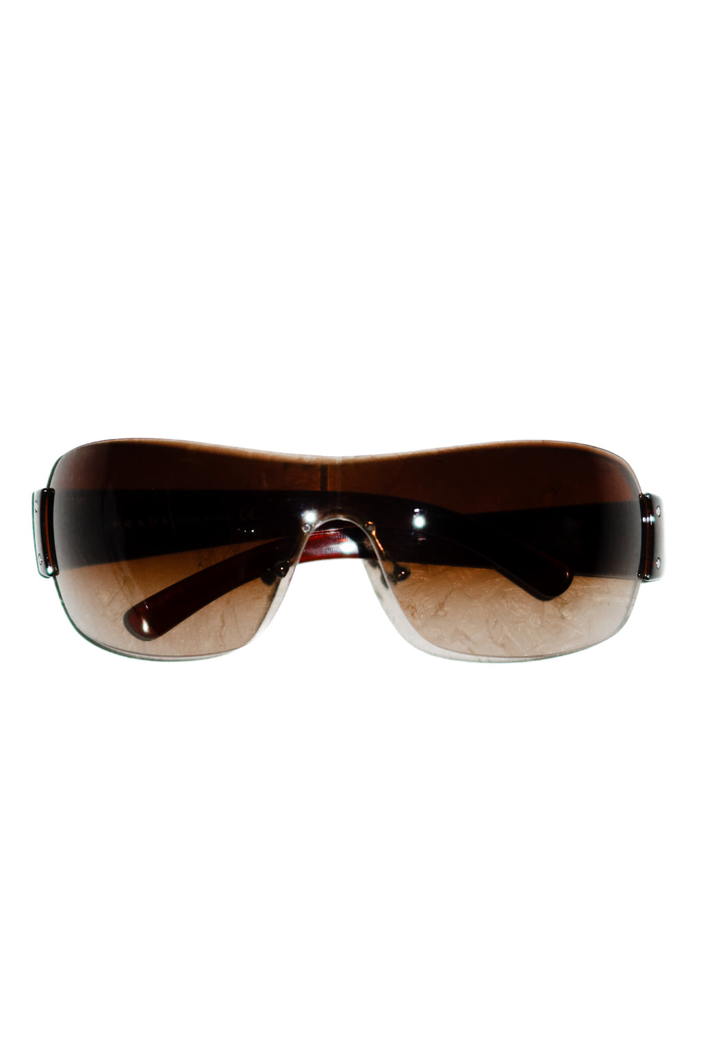 prada linea rossa rimless sunglasses brown.