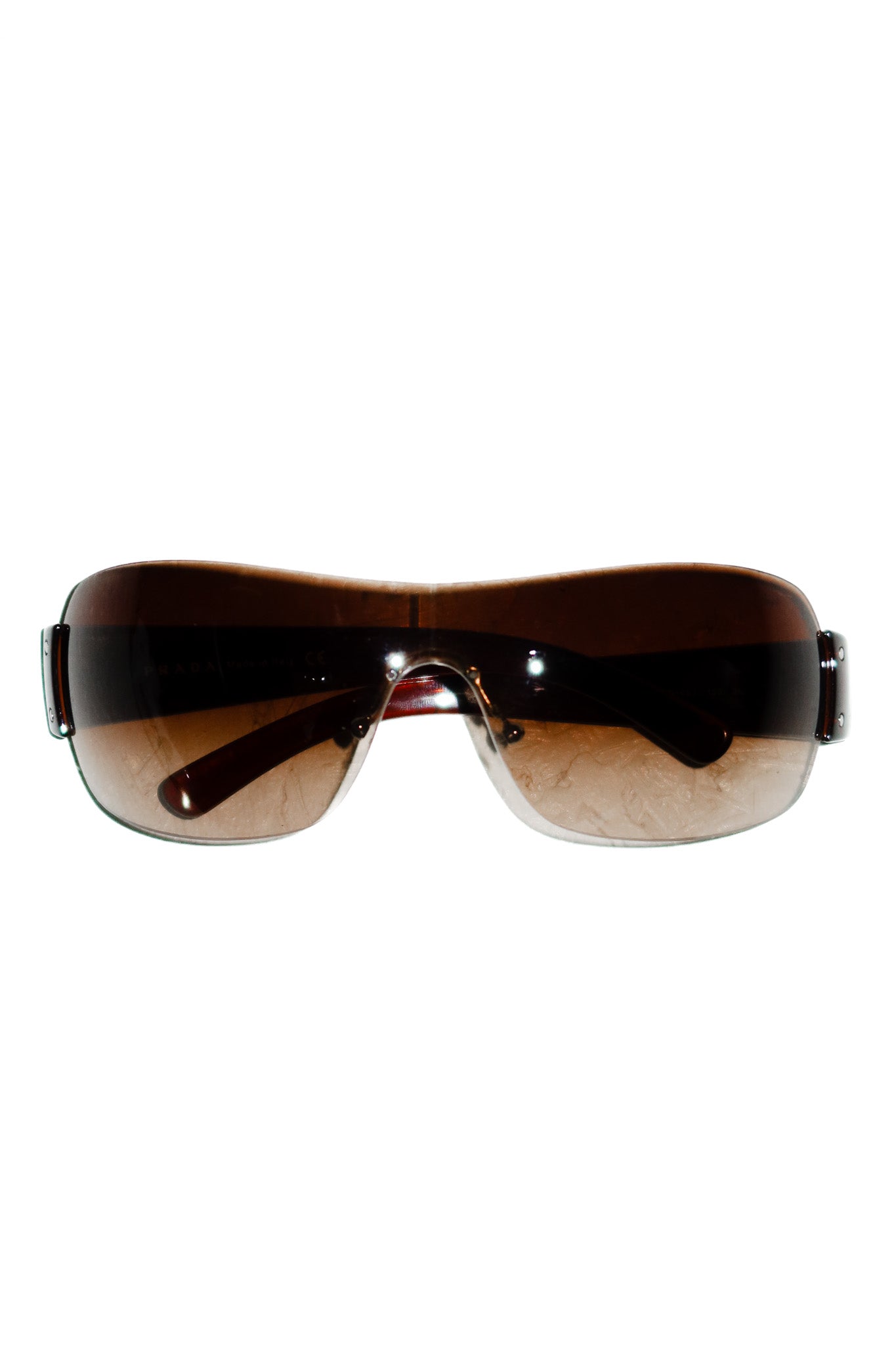 prada linea rossa rimless sunglasses brown.