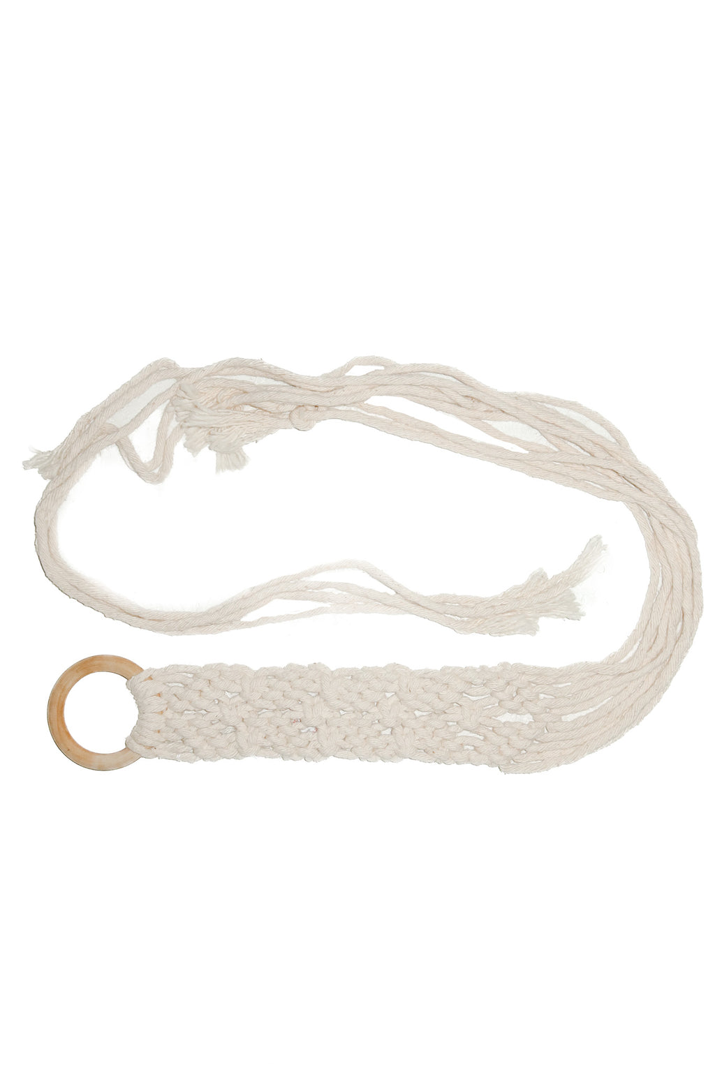 1970's macrame cord belt cream.