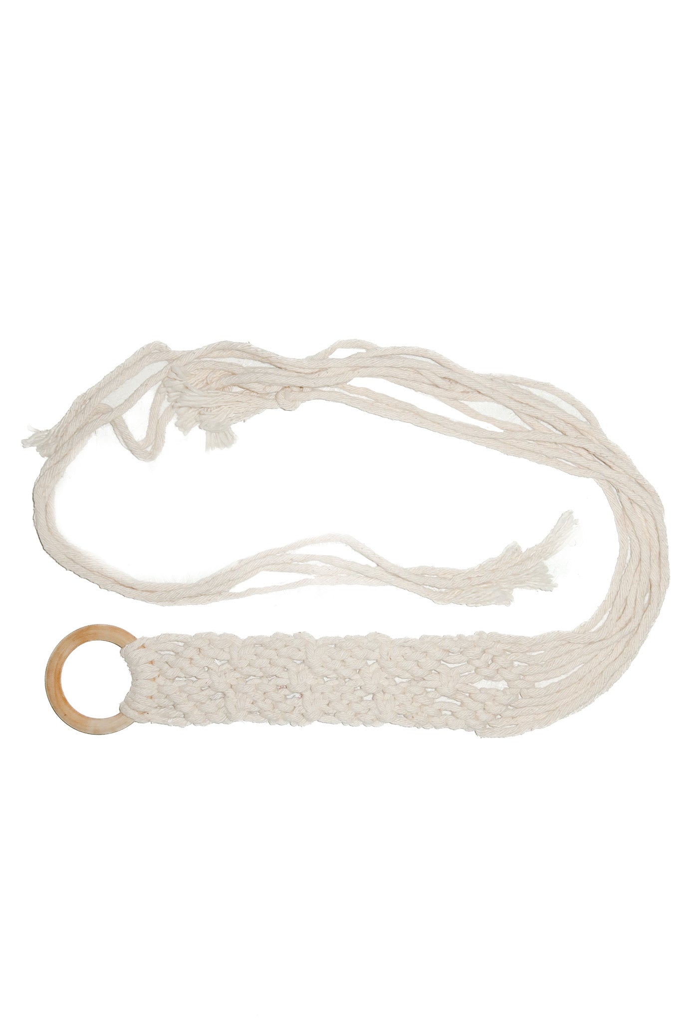 1970's macrame cord belt cream.
