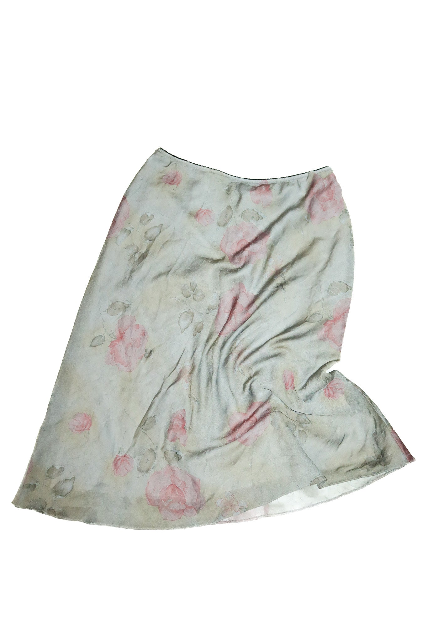 1990’s sussan floral bias cut midi skirt grey.