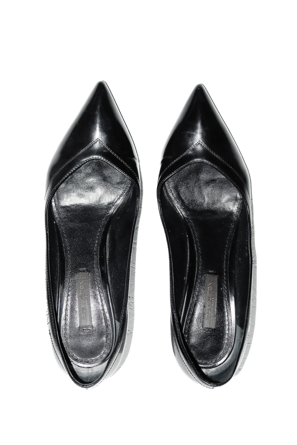 louis vuitton leather almond toe pumps black.