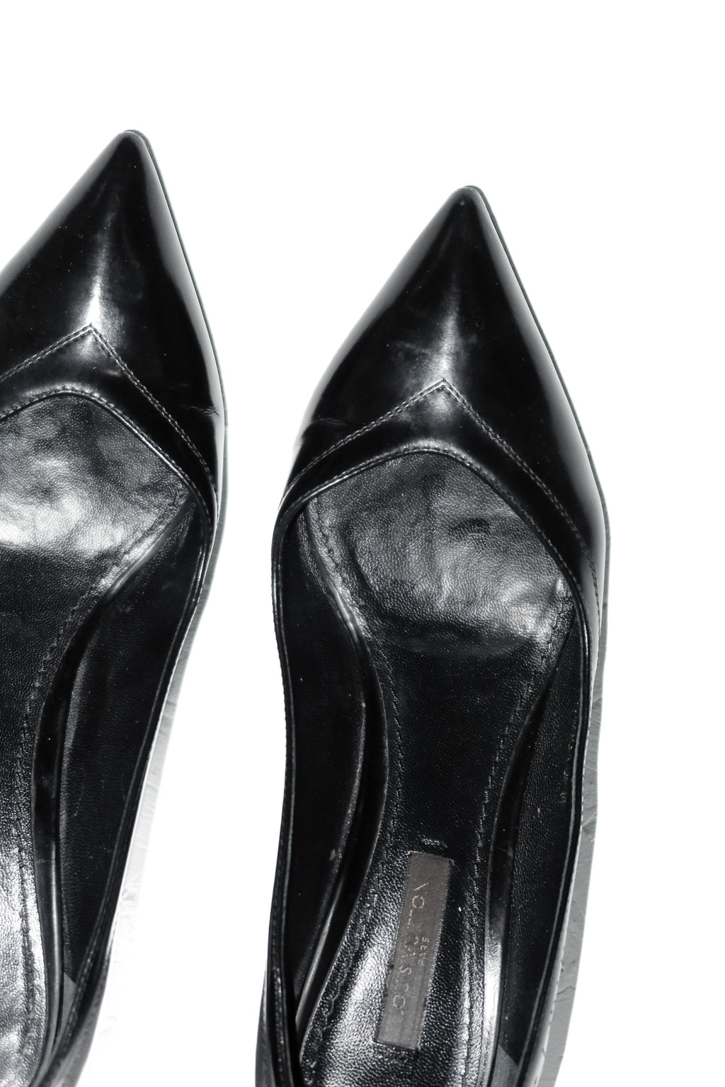 louis vuitton leather almond toe pumps black.
