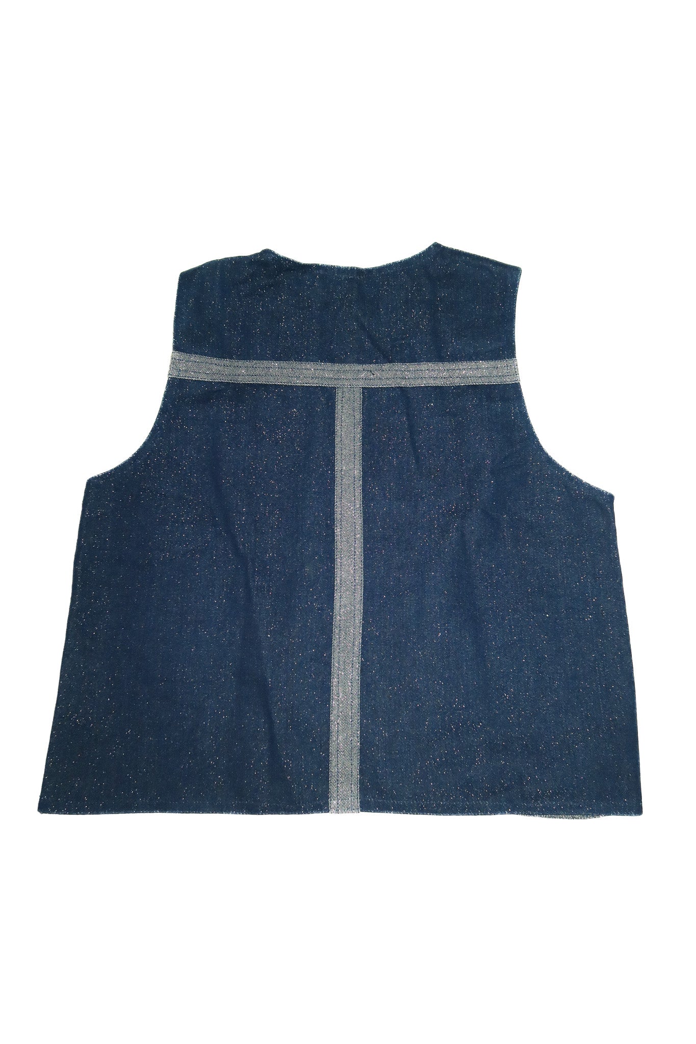1970’s flecked denim utility vest indigo.