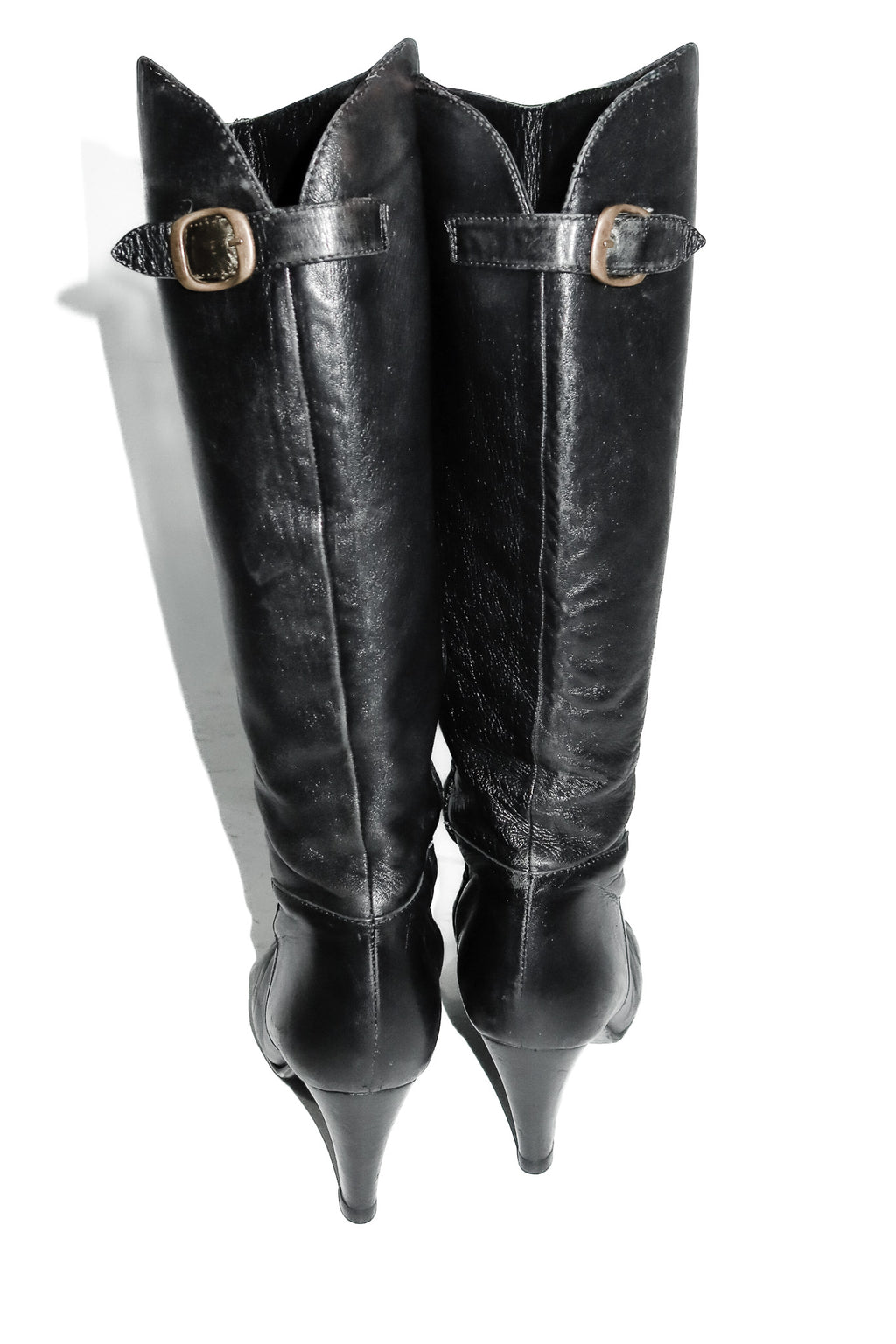 unsigned leather knee-high boots black.