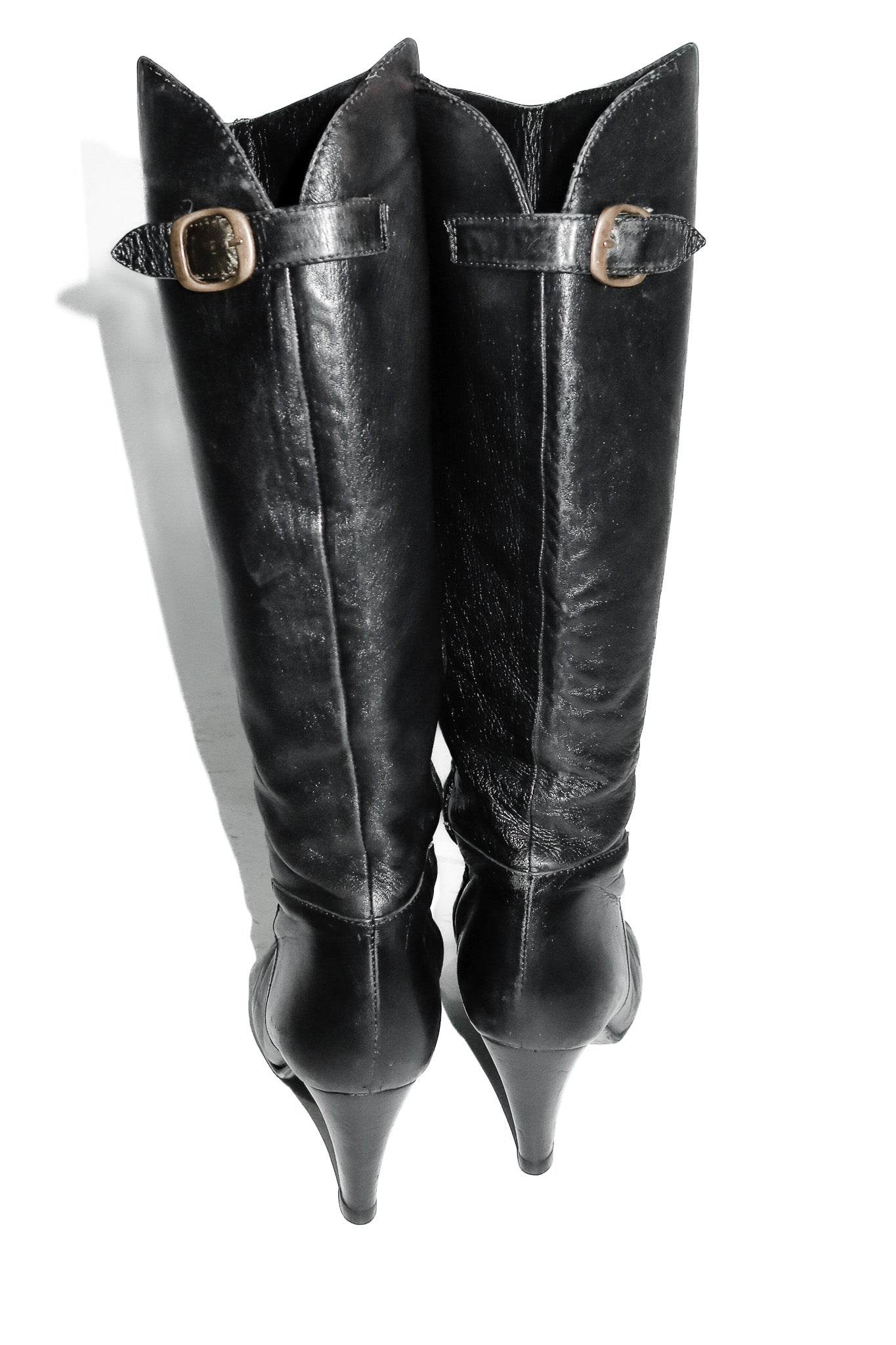 unsigned leather knee-high boots black.