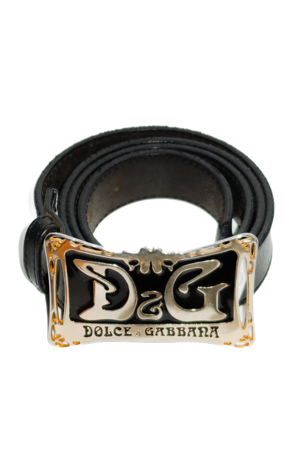 dolce & gabbana leather buckle belt black/gold.