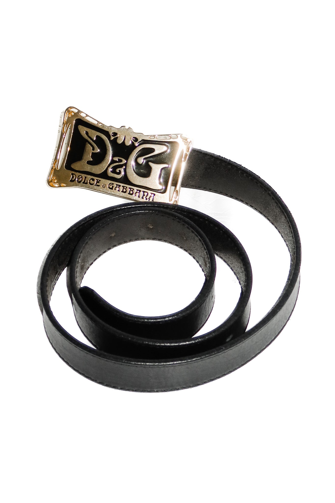 dolce & gabbana leather buckle belt black/gold.
