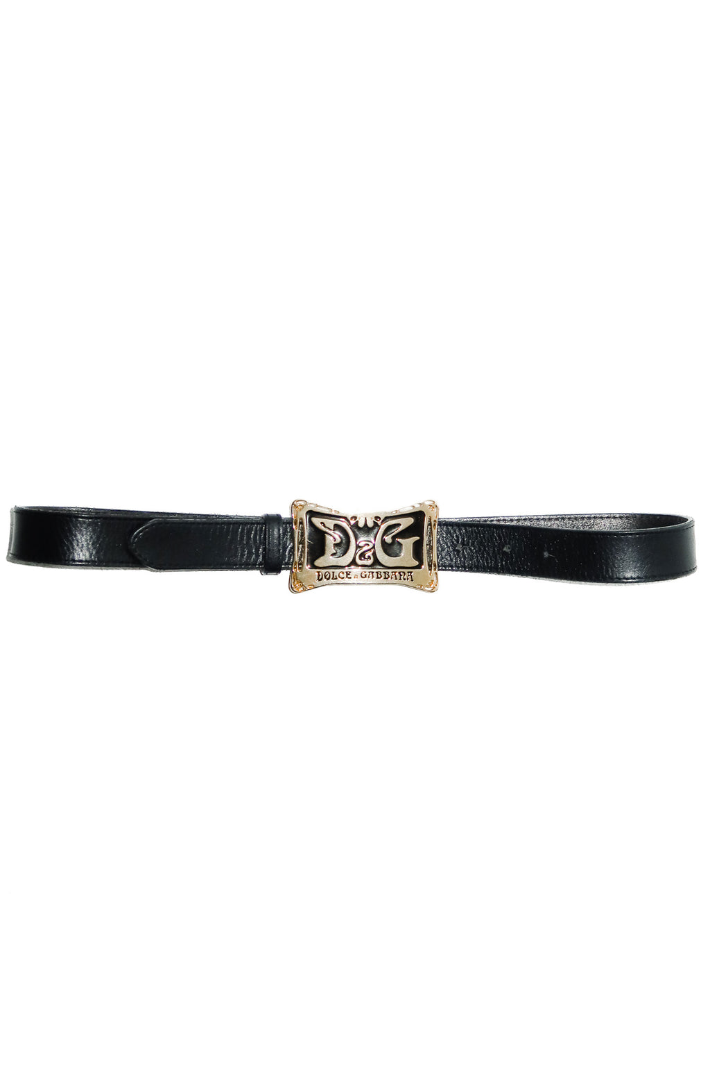 dolce & gabbana leather buckle belt black/gold.