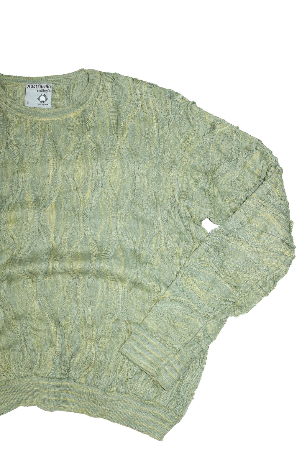 1990’s purely australian textured cotton knit jumper green.