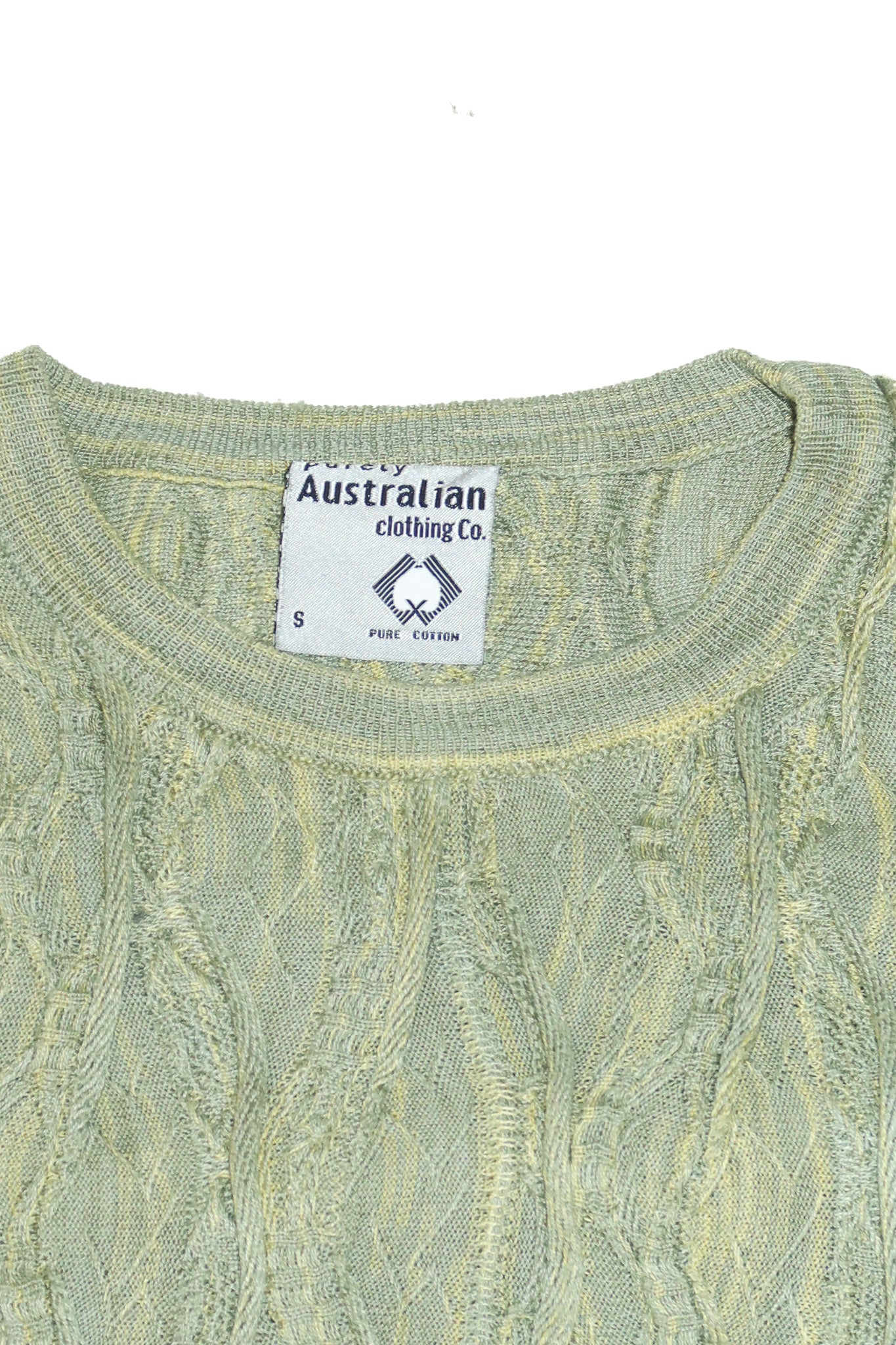 1990’s purely australian textured cotton knit jumper green.