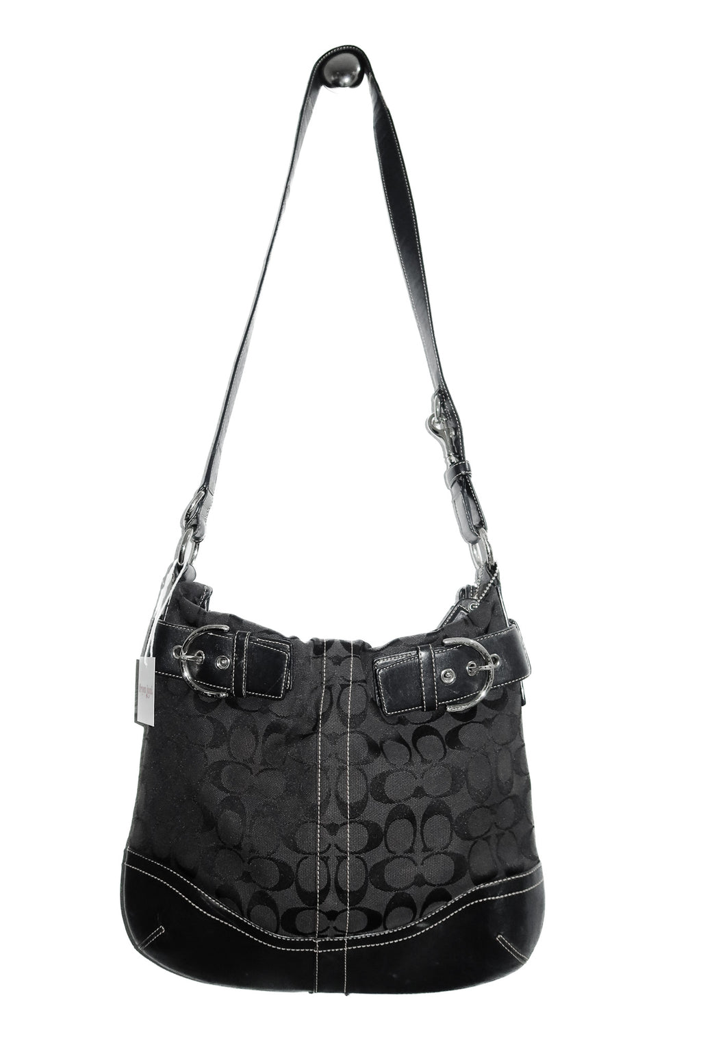 coach canvas/leather soho shoulder bag black jacquard.