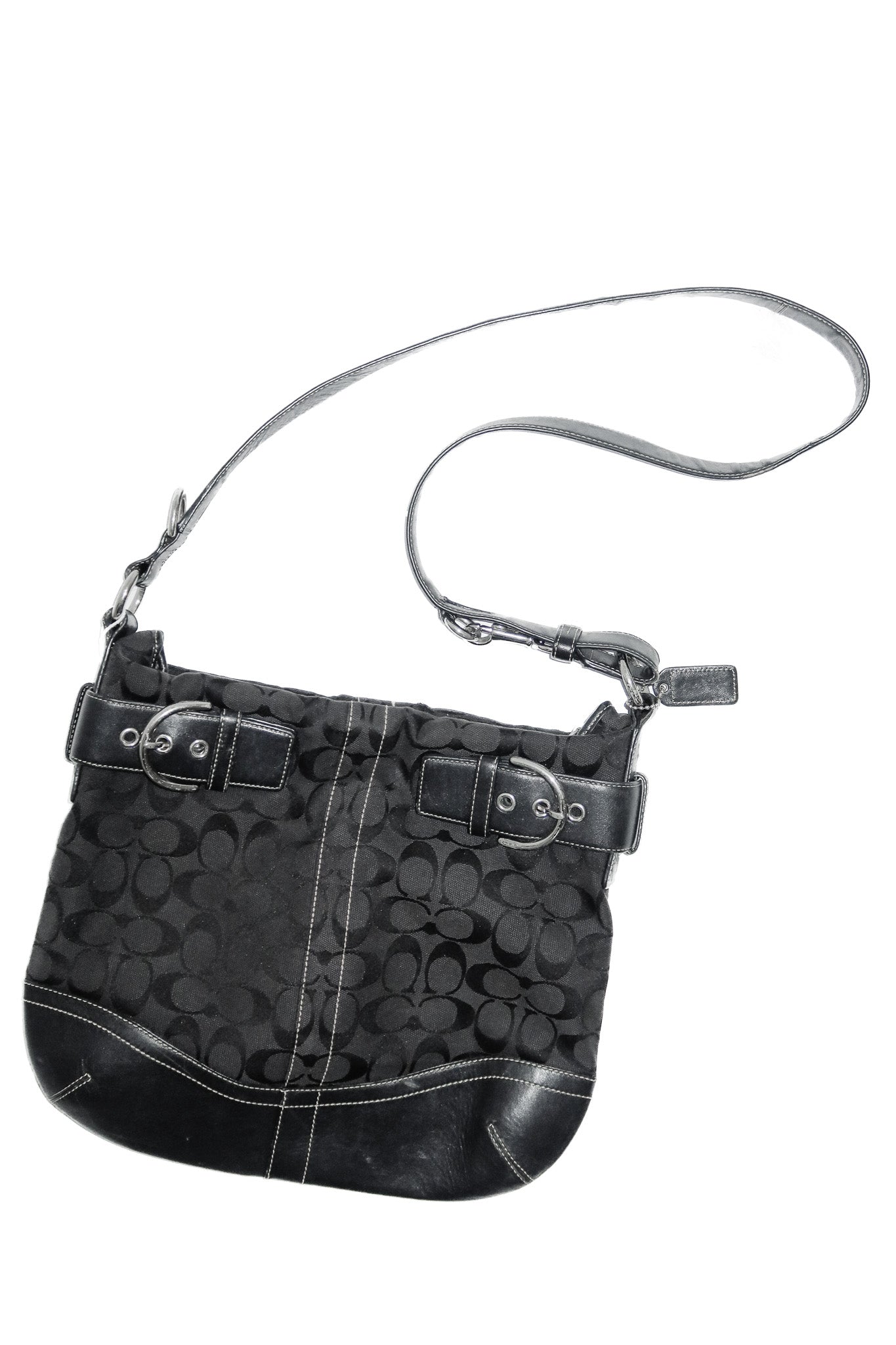 coach canvas/leather soho shoulder bag black jacquard.