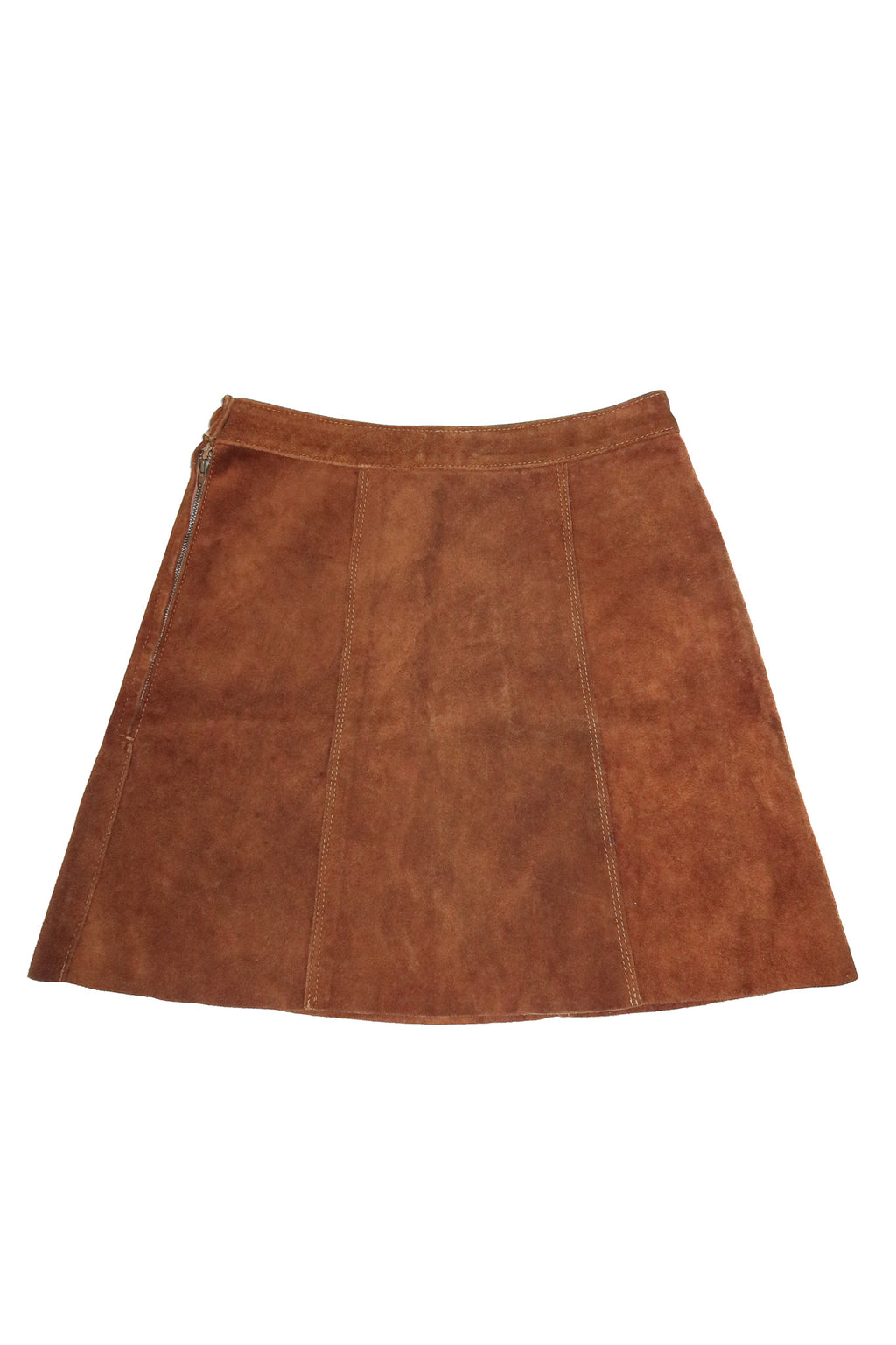 1970’s suede leather a-line mini skirt tan.