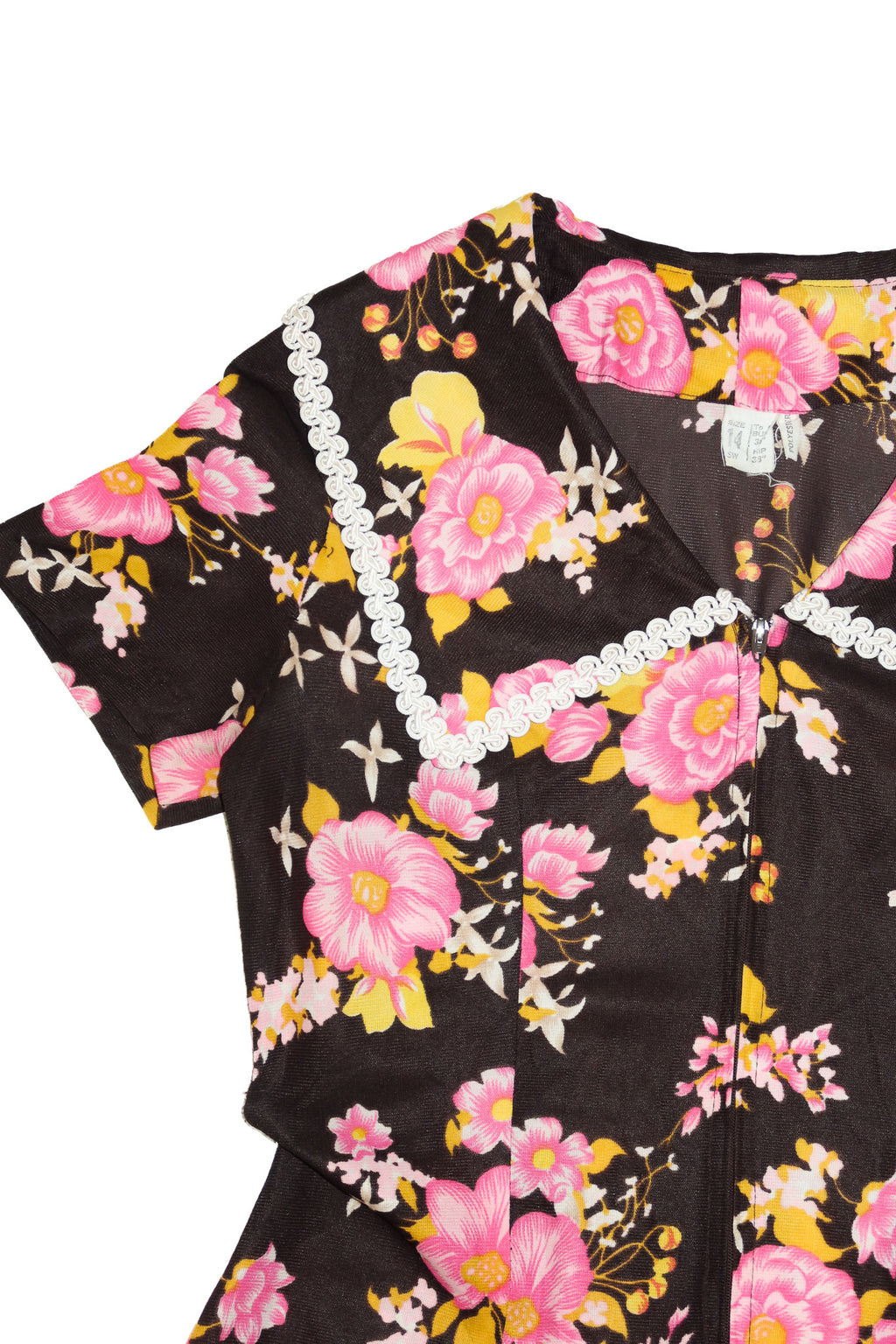 1970’s unsigned floral maxi dress black / multi.