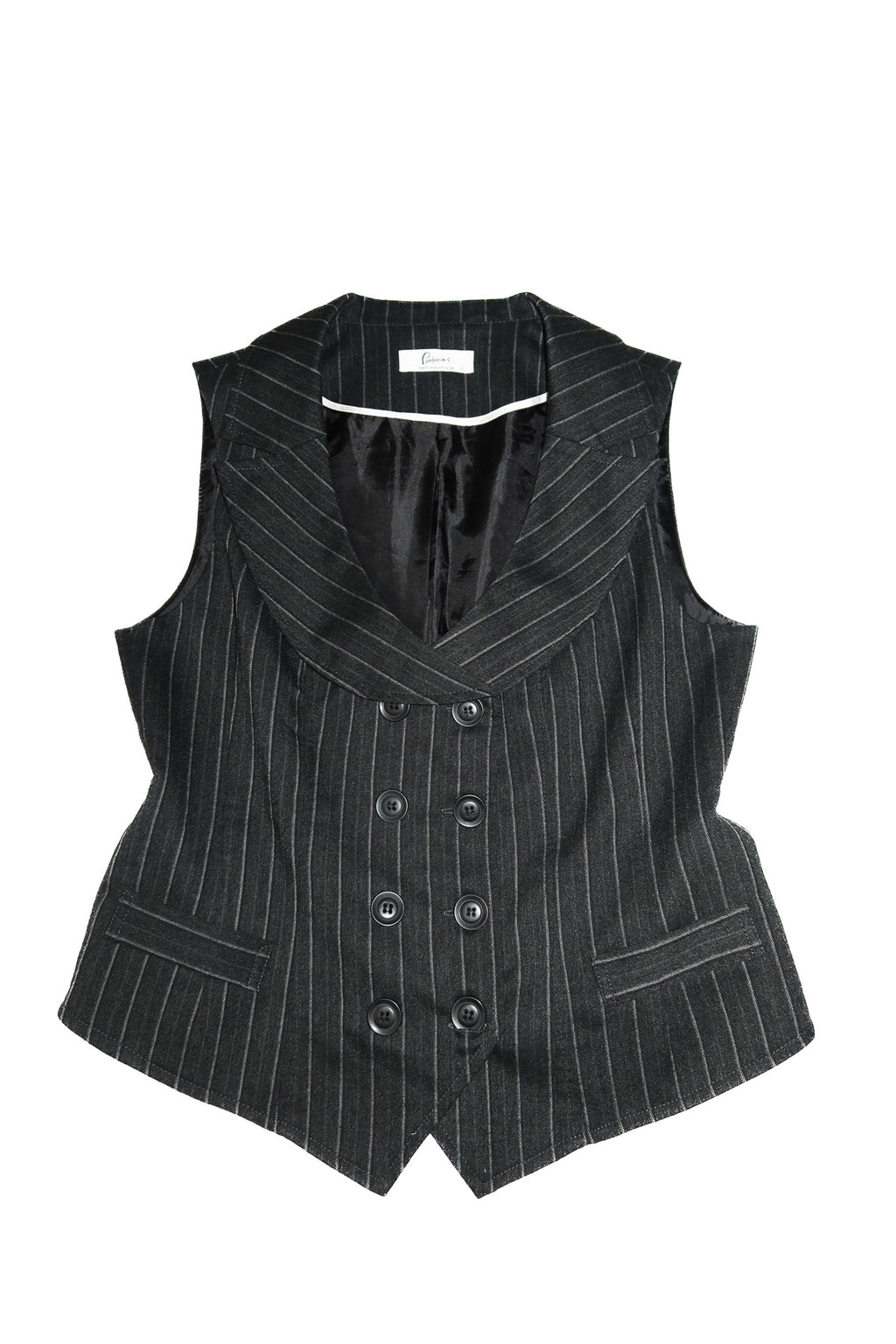 1990's portmans double breasted pinstripe vest black.