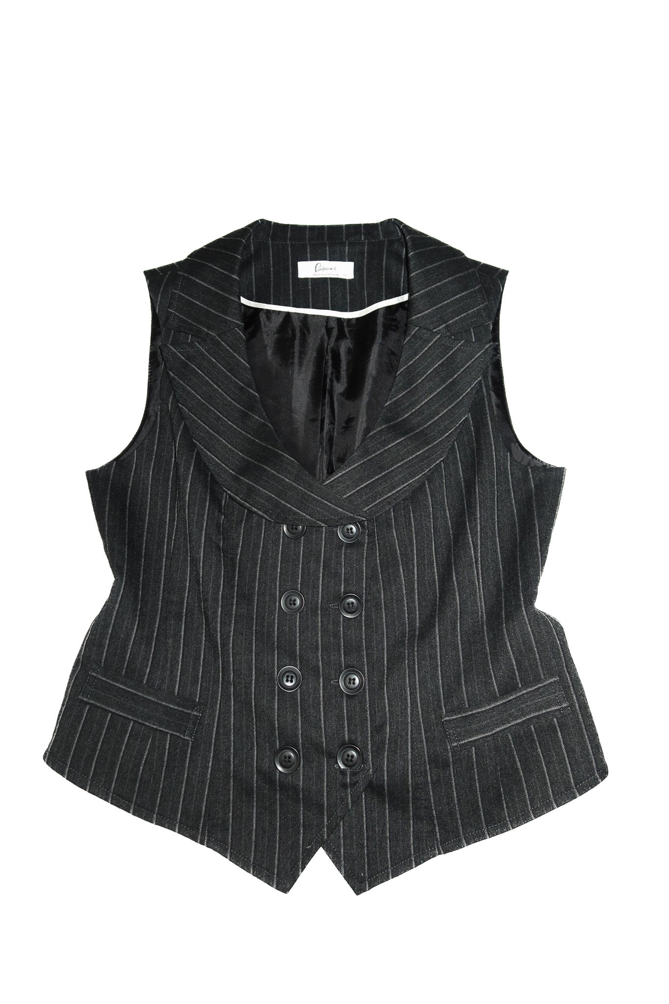 1990's portmans double breasted pinstripe vest black.