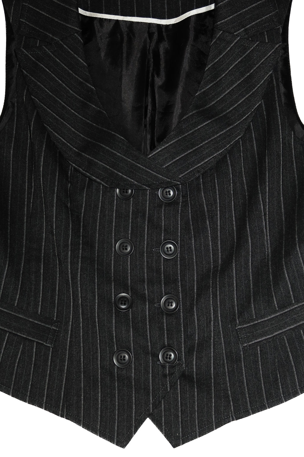 1990's portmans double breasted pinstripe vest black.