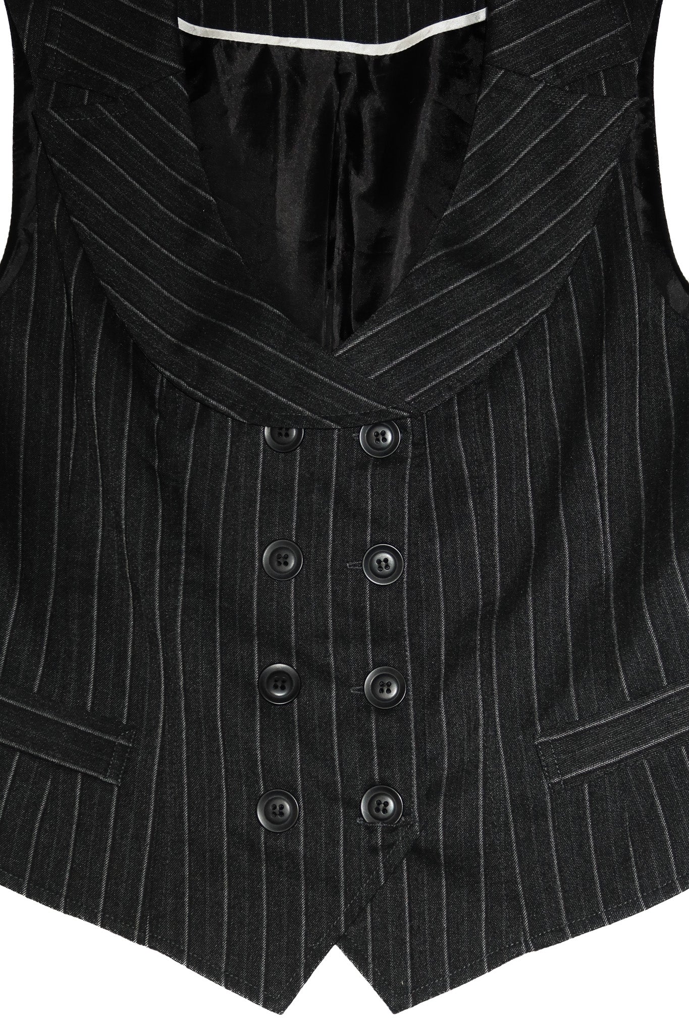 1990's portmans double breasted pinstripe vest black.