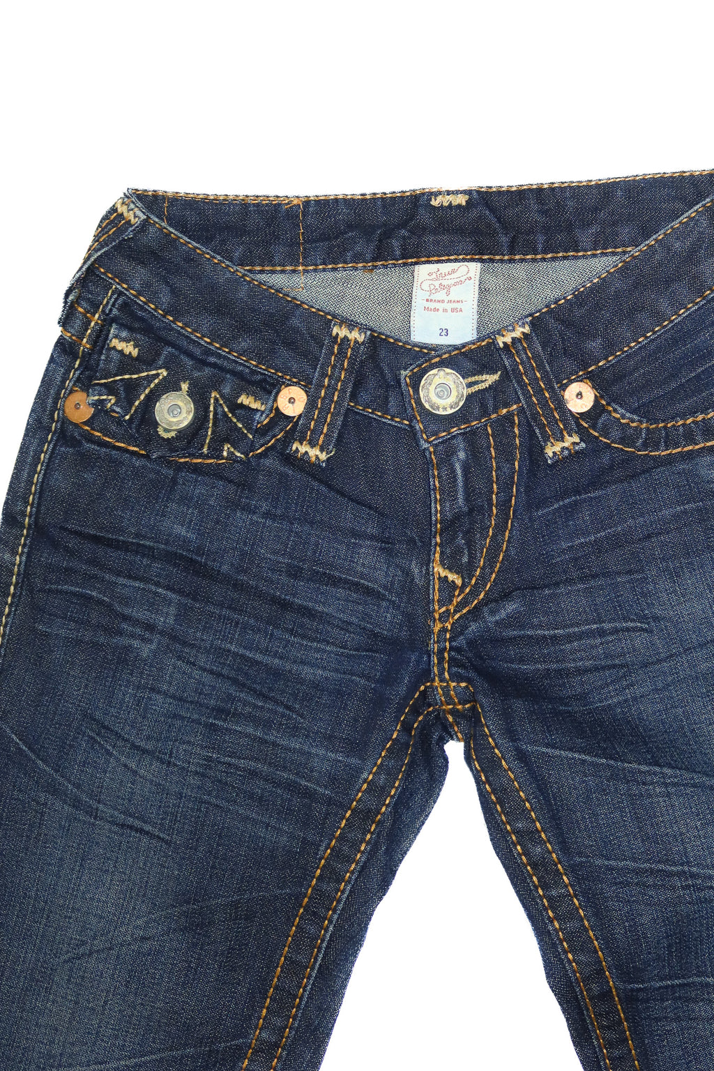 2000’s true religion straight leg jeans dark washed blue.