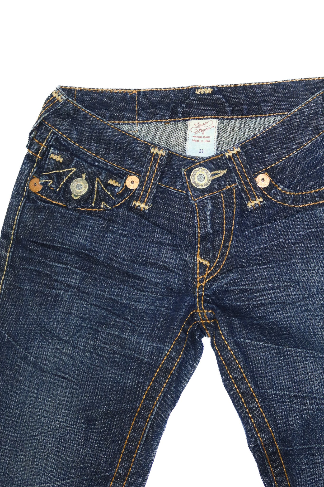 2000’s true religion straight leg jeans dark washed blue.
