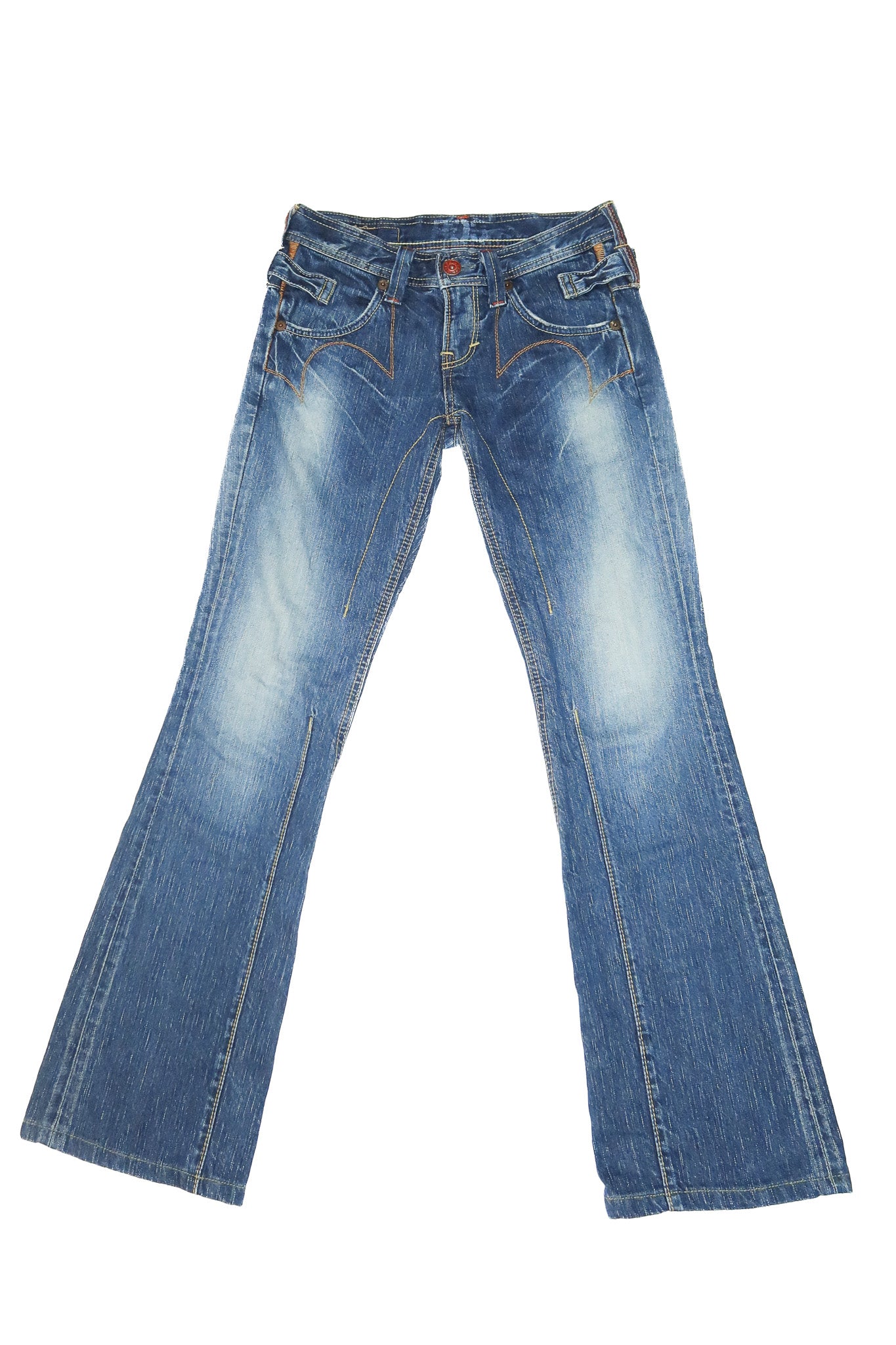 2000’s edwin blue trip flare jeans washed blue.