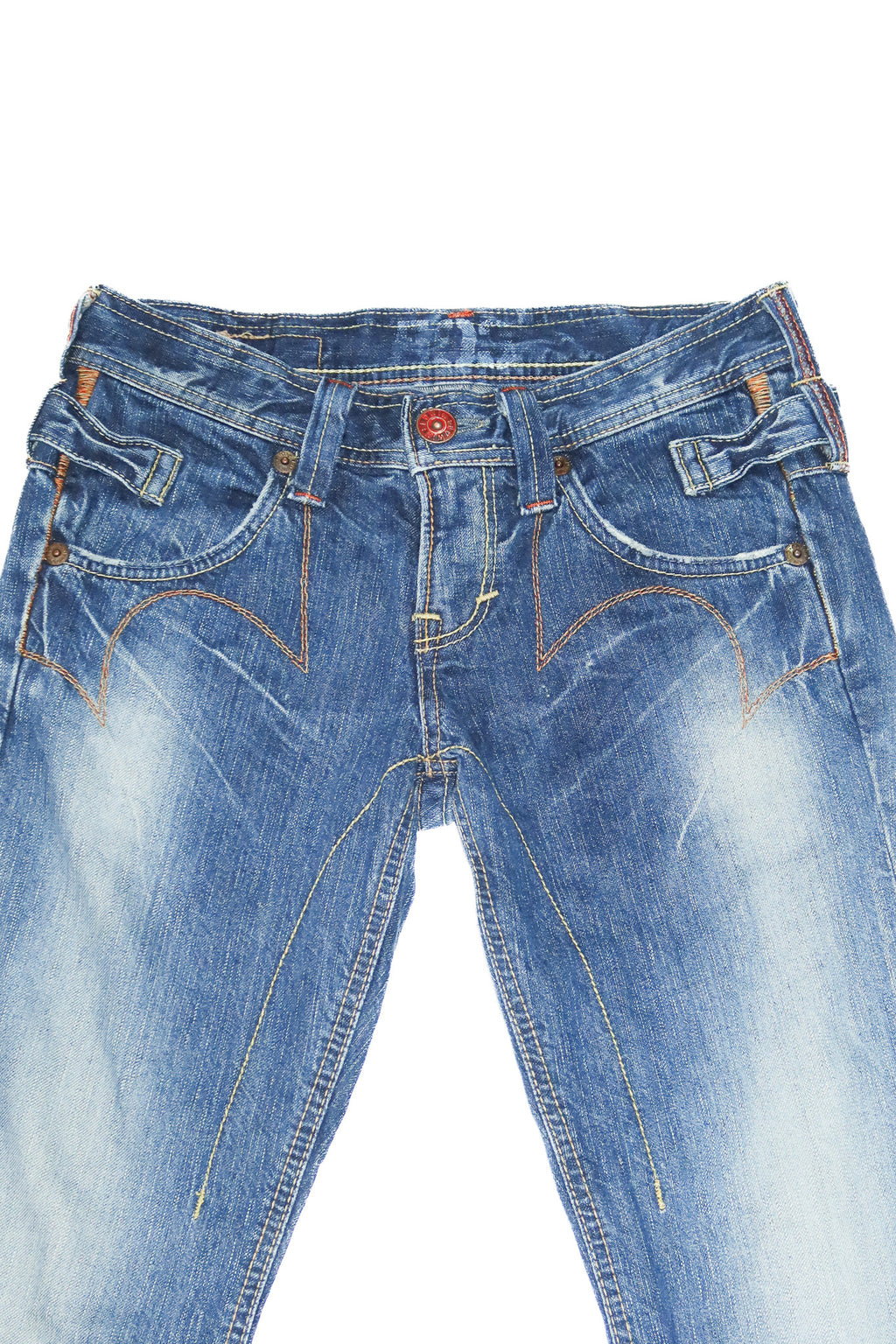 2000’s edwin blue trip flare jeans washed blue.