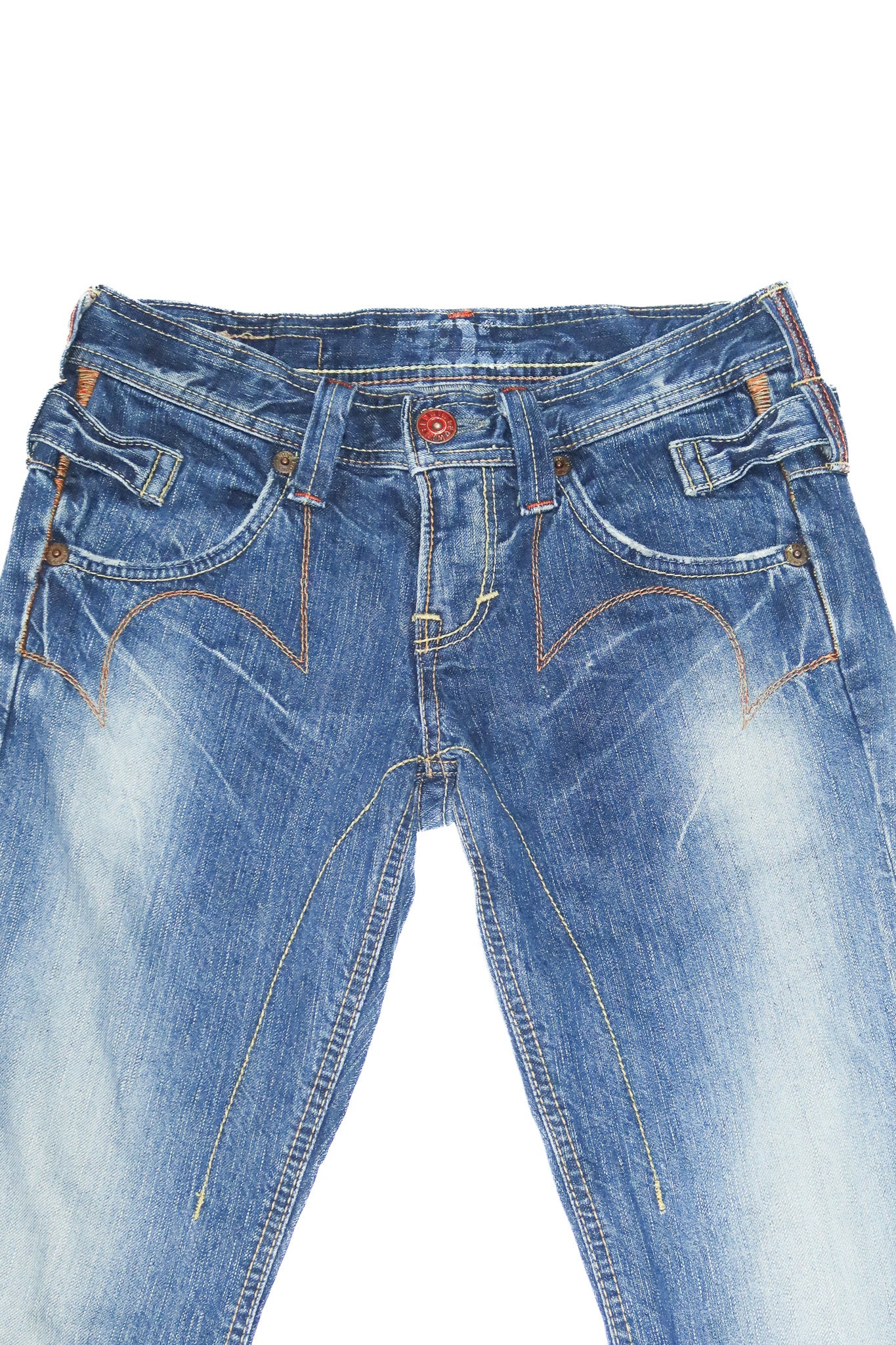 2000’s edwin blue trip flare jeans washed blue.