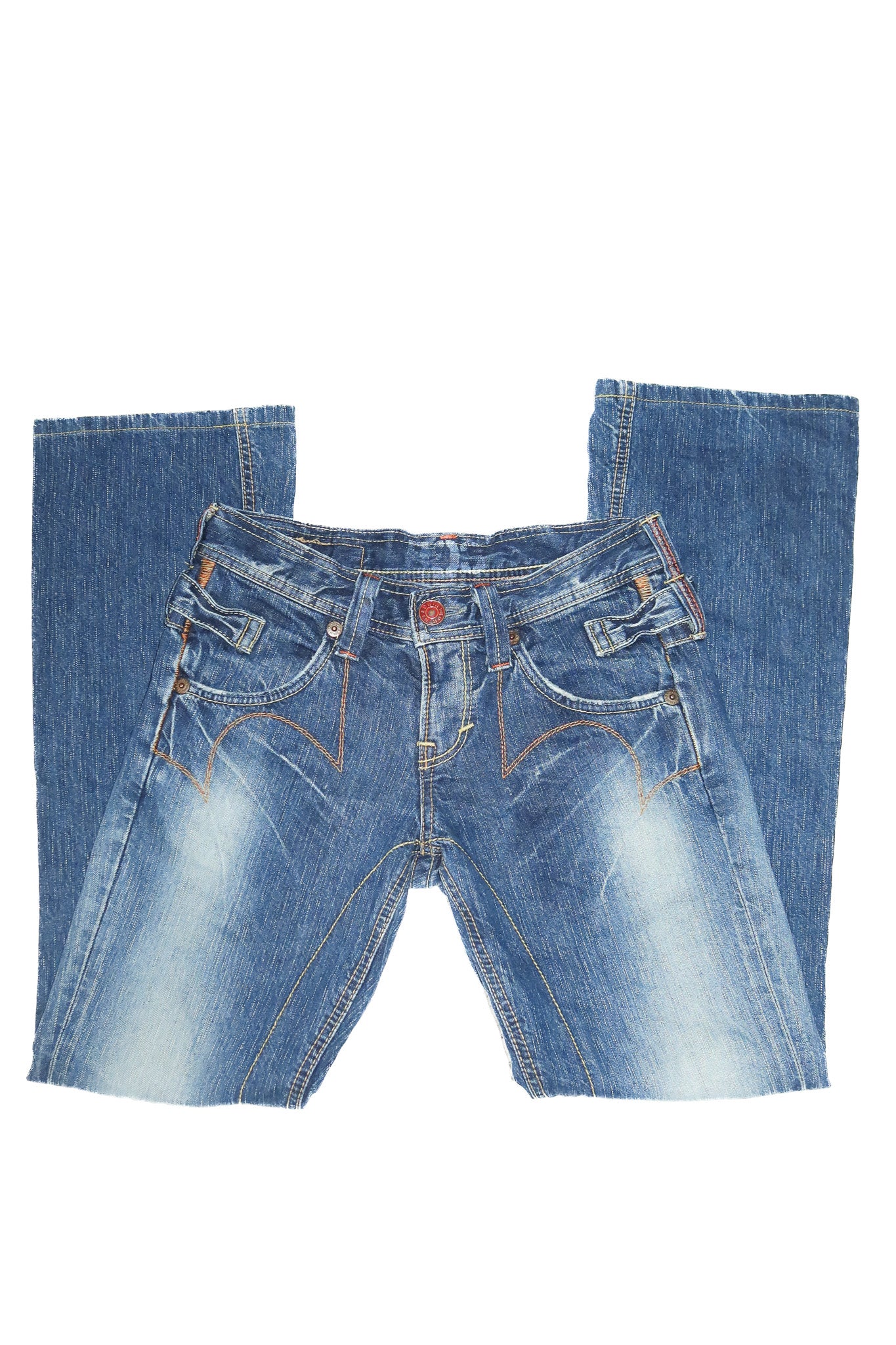 2000’s edwin blue trip flare jeans washed blue.