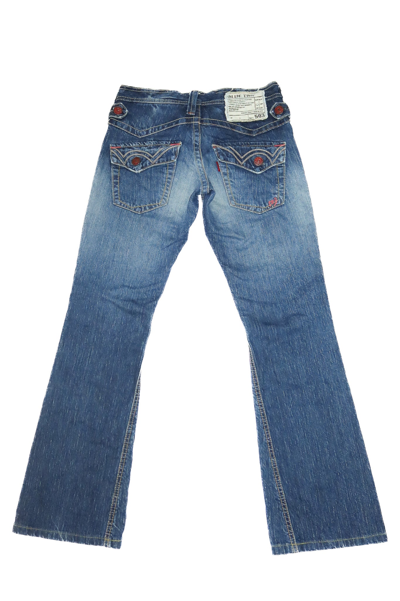 2000’s edwin blue trip flare jeans washed blue.