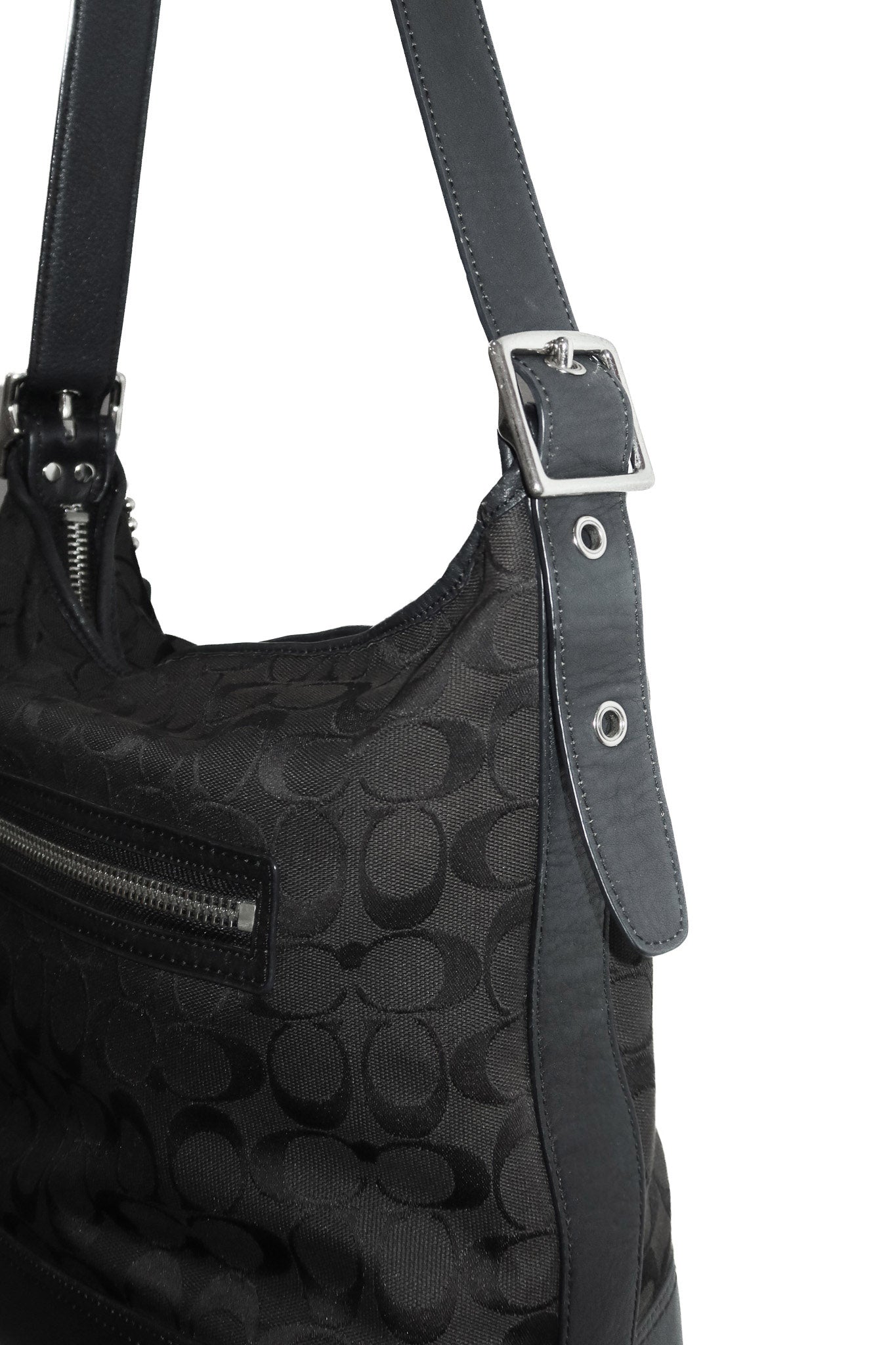 coach canvas / leather legacy duffle bag black.