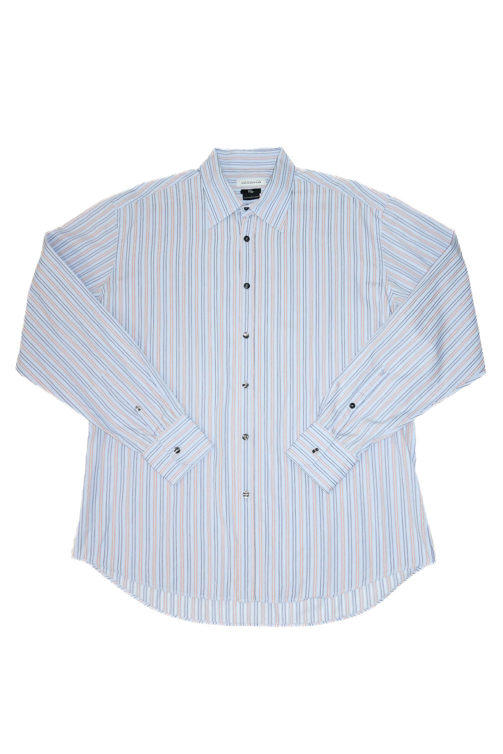 2000's versace city collection striped button up shirt blue.