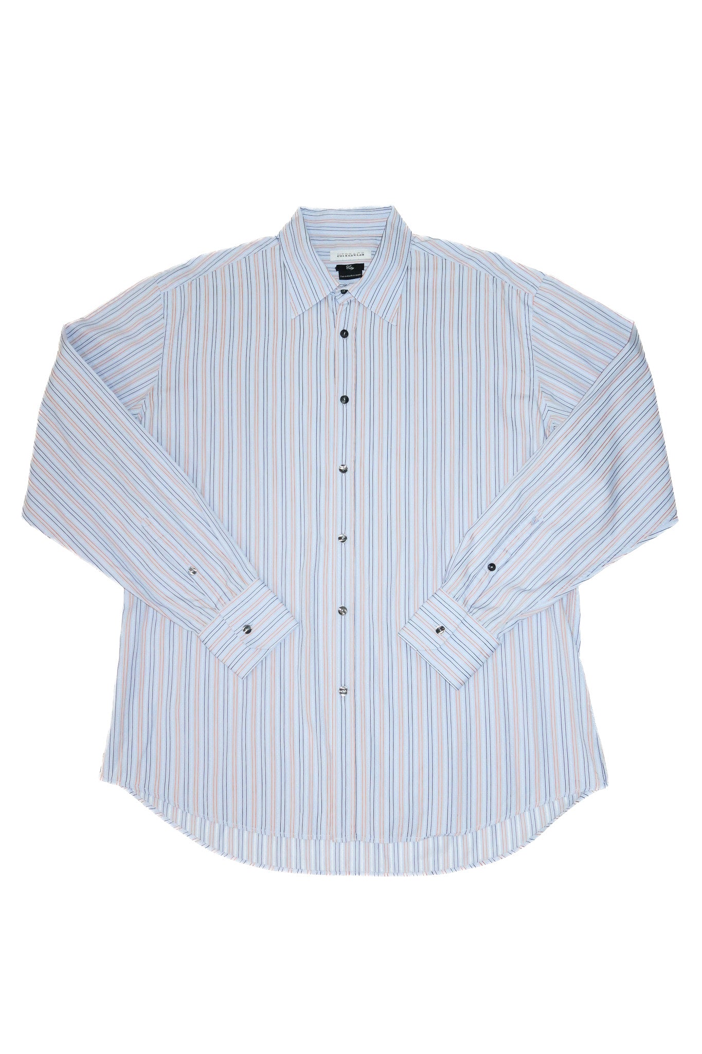 2000's versace city collection striped button up shirt blue.
