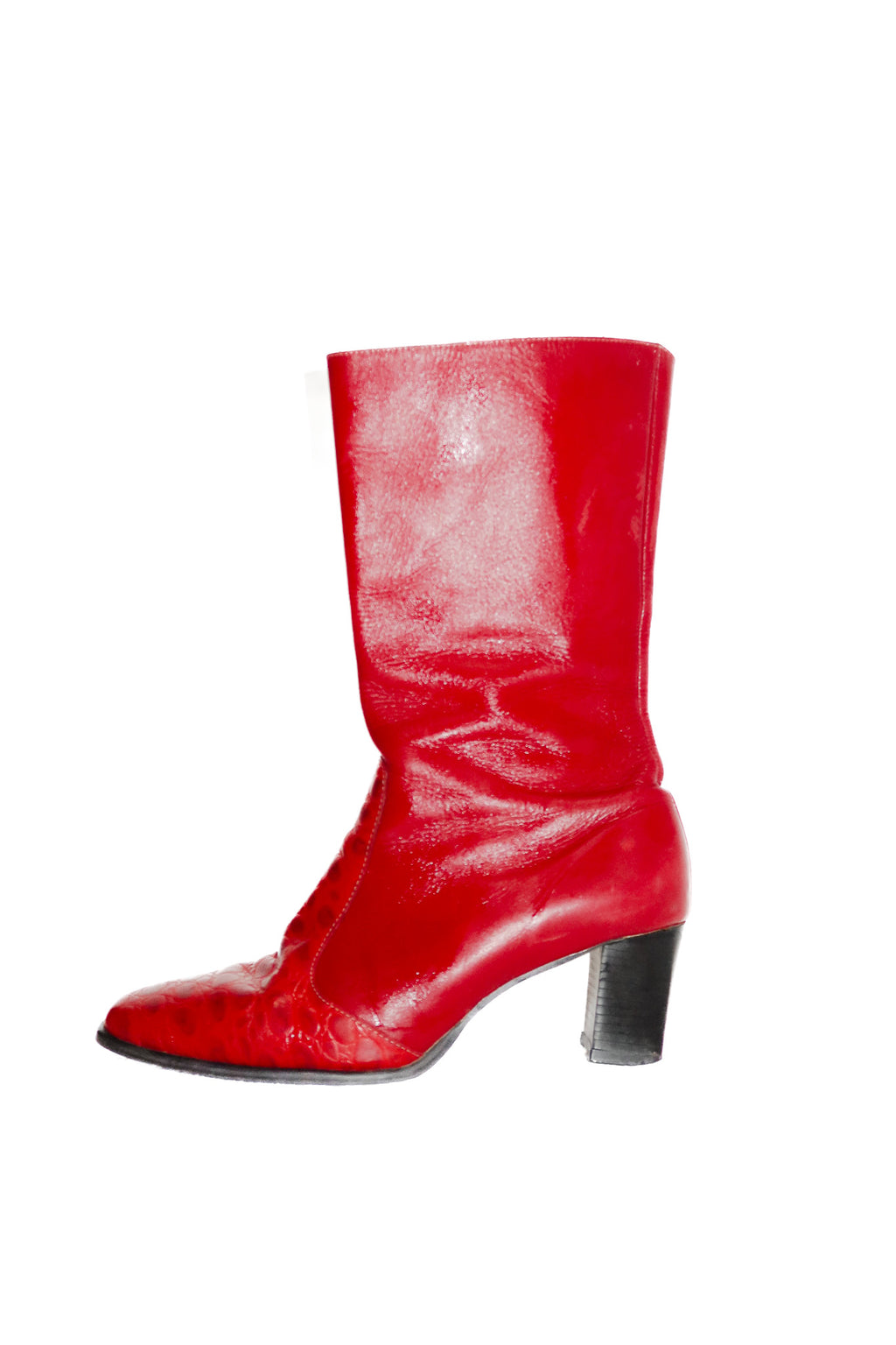 tacuri bros leather square-toe boots red.