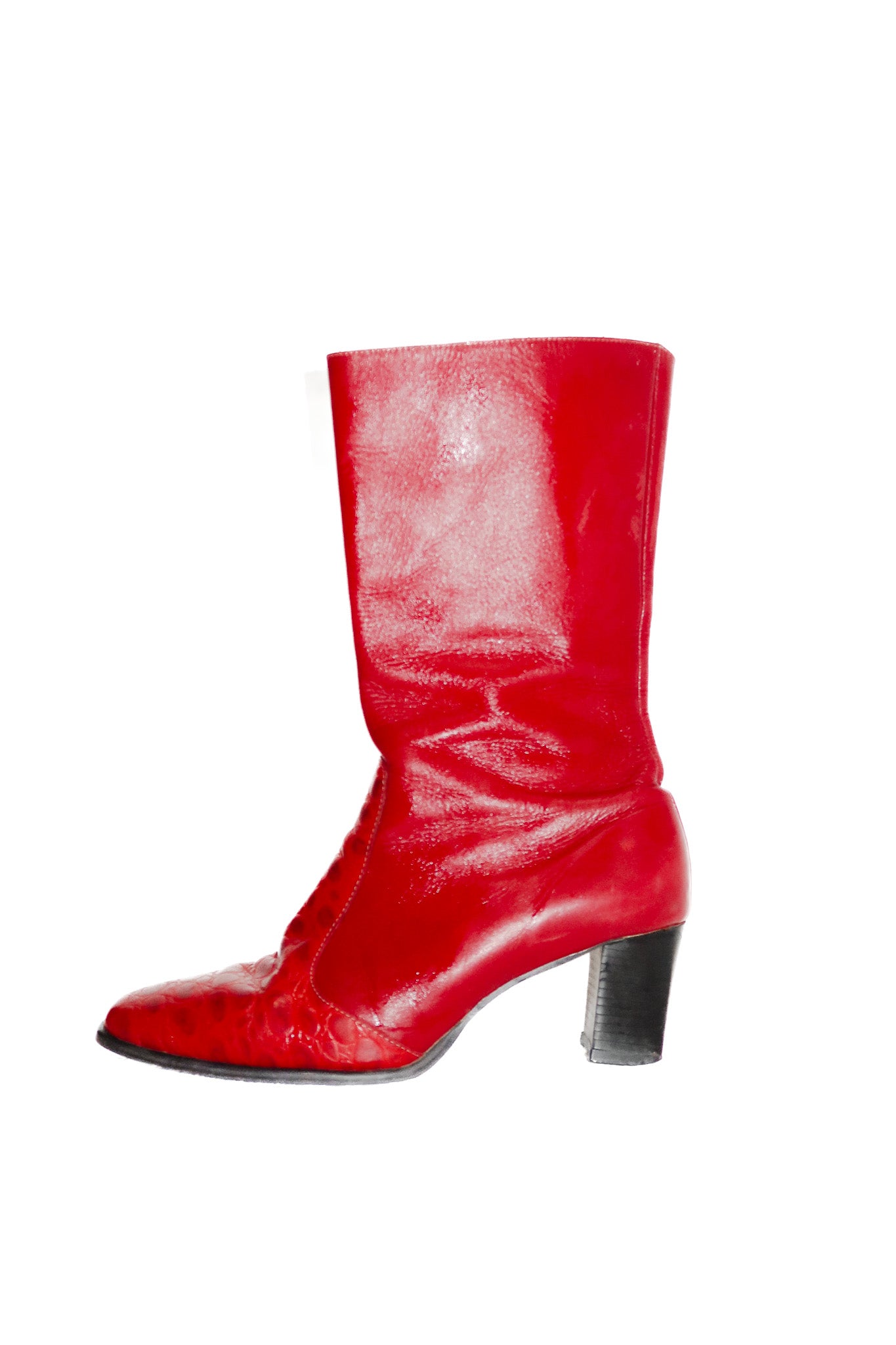 tacuri bros leather square-toe boots red.