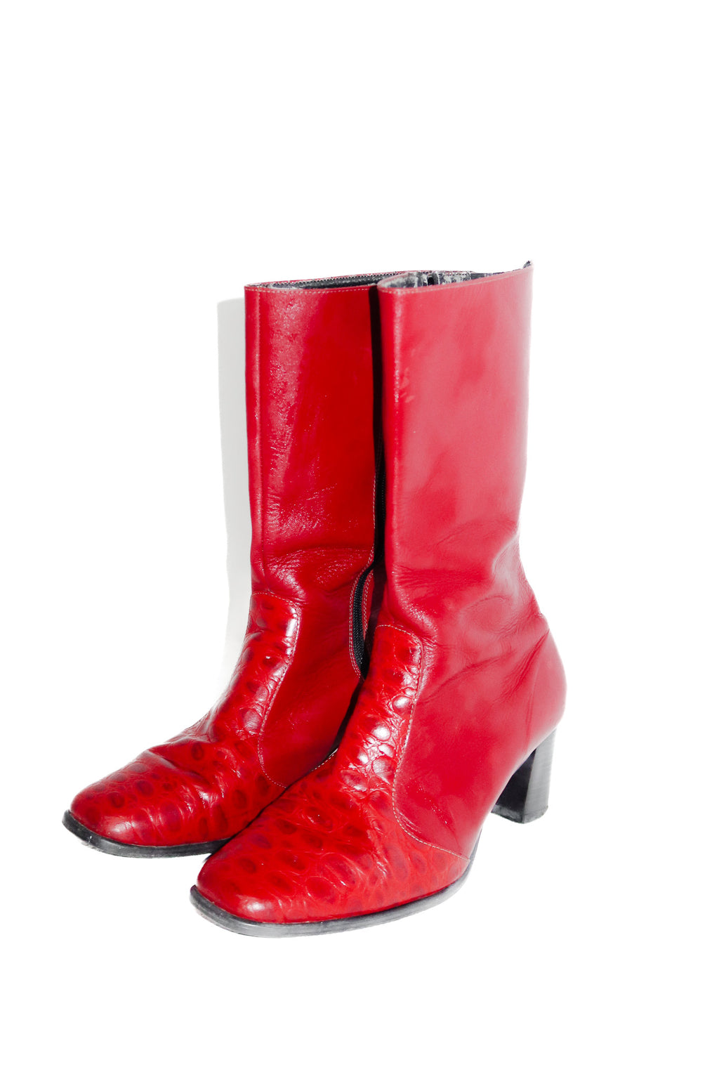 tacuri bros leather square-toe boots red.