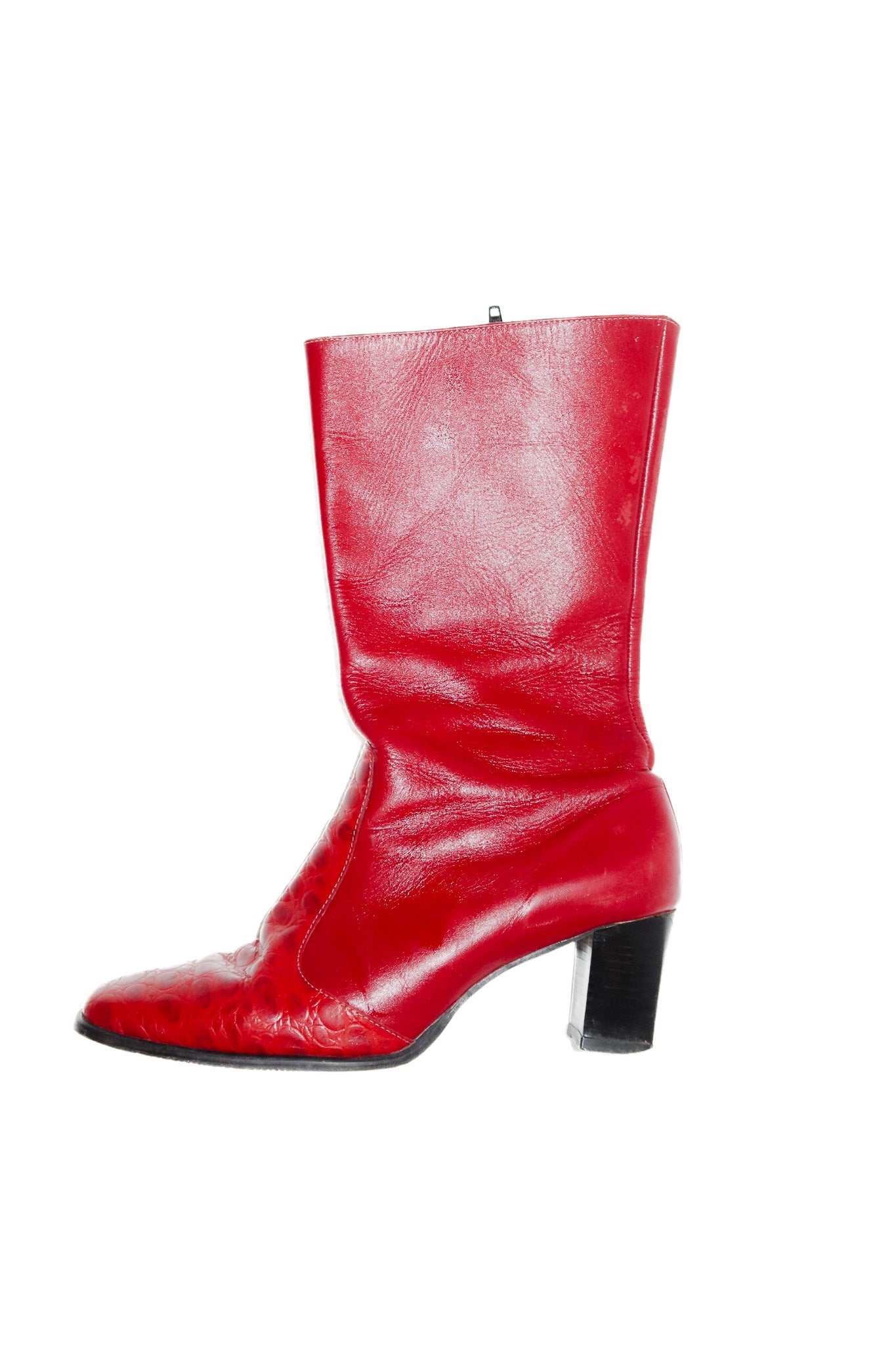 tacuri bros leather square-toe boots red.