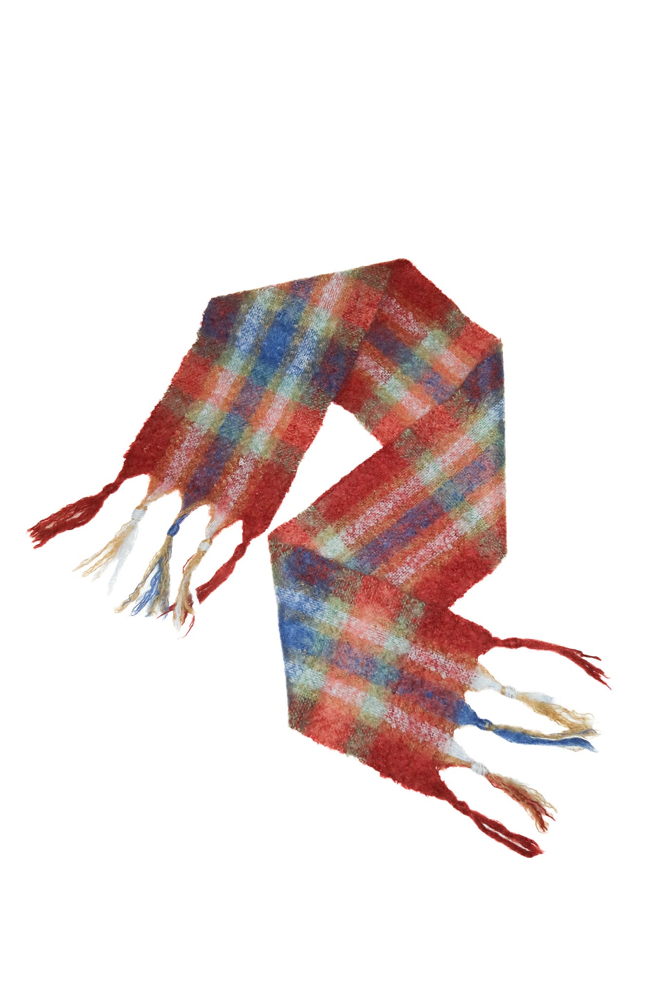 1980's st albans mohair tartan scarf multicolour.