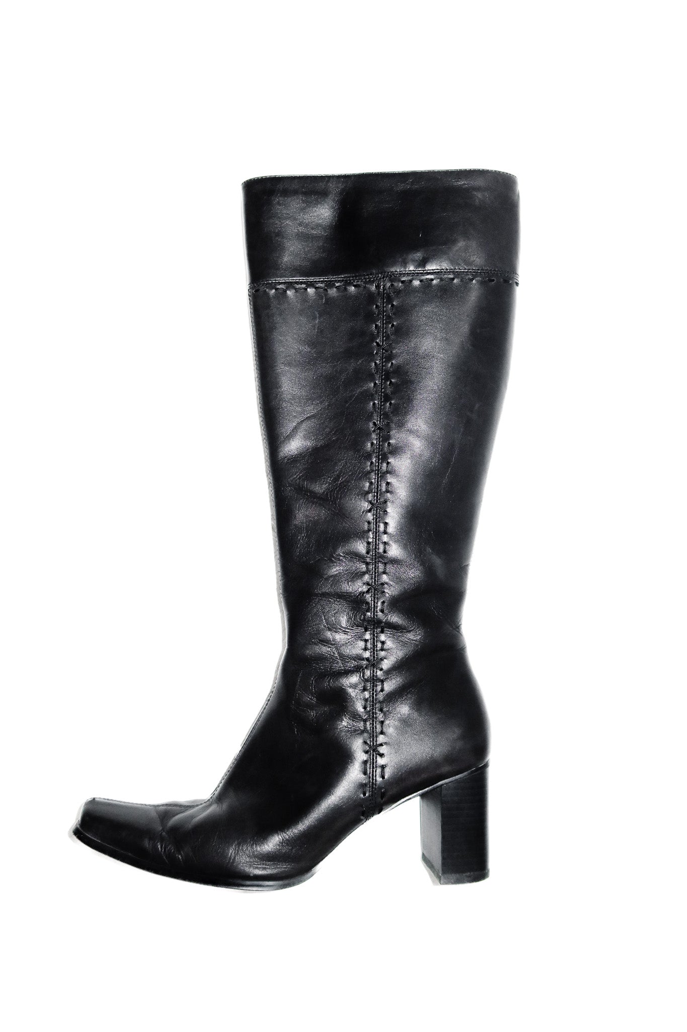 leather knee-high boots black.