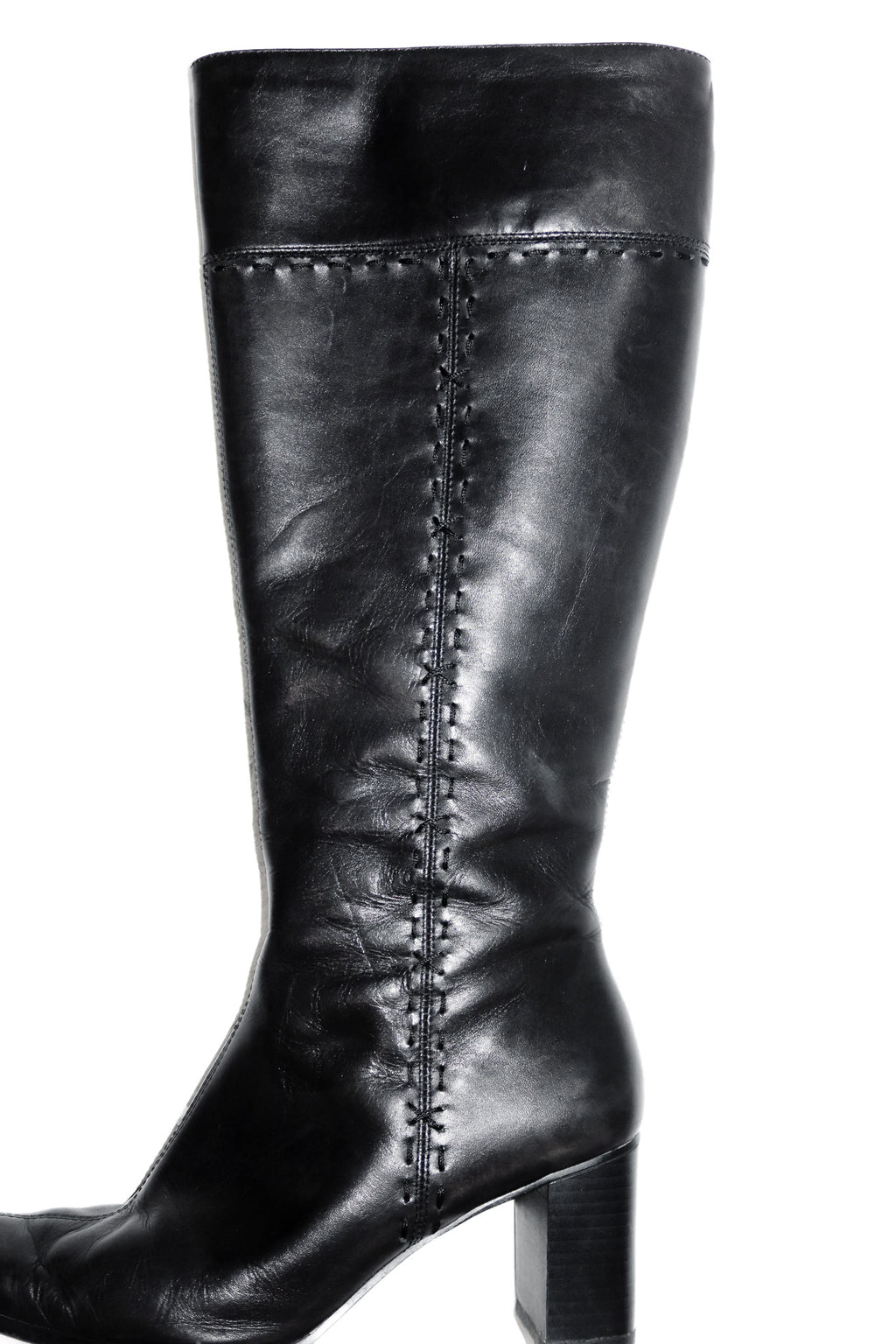 leather knee-high boots black.