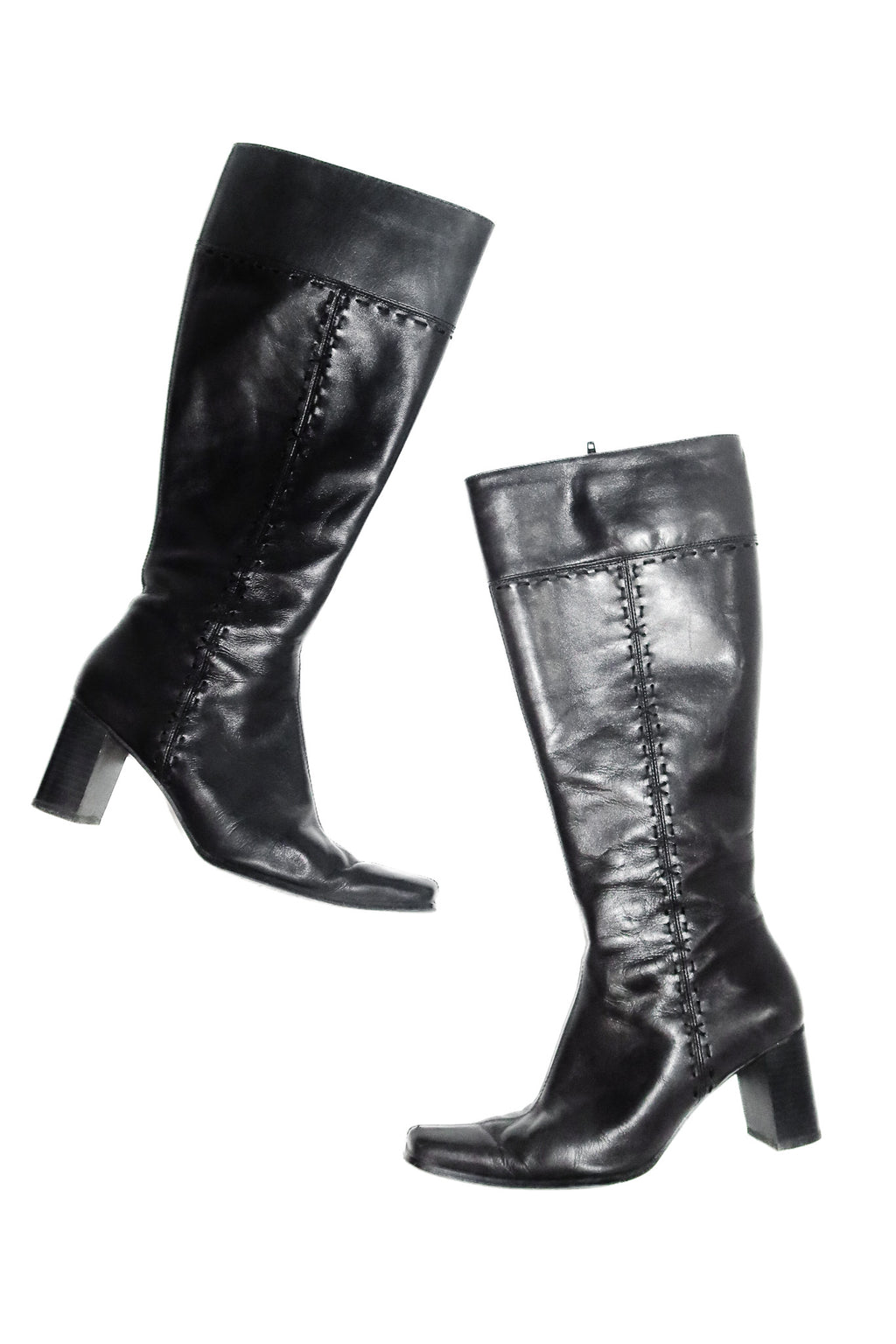 leather knee-high boots black.